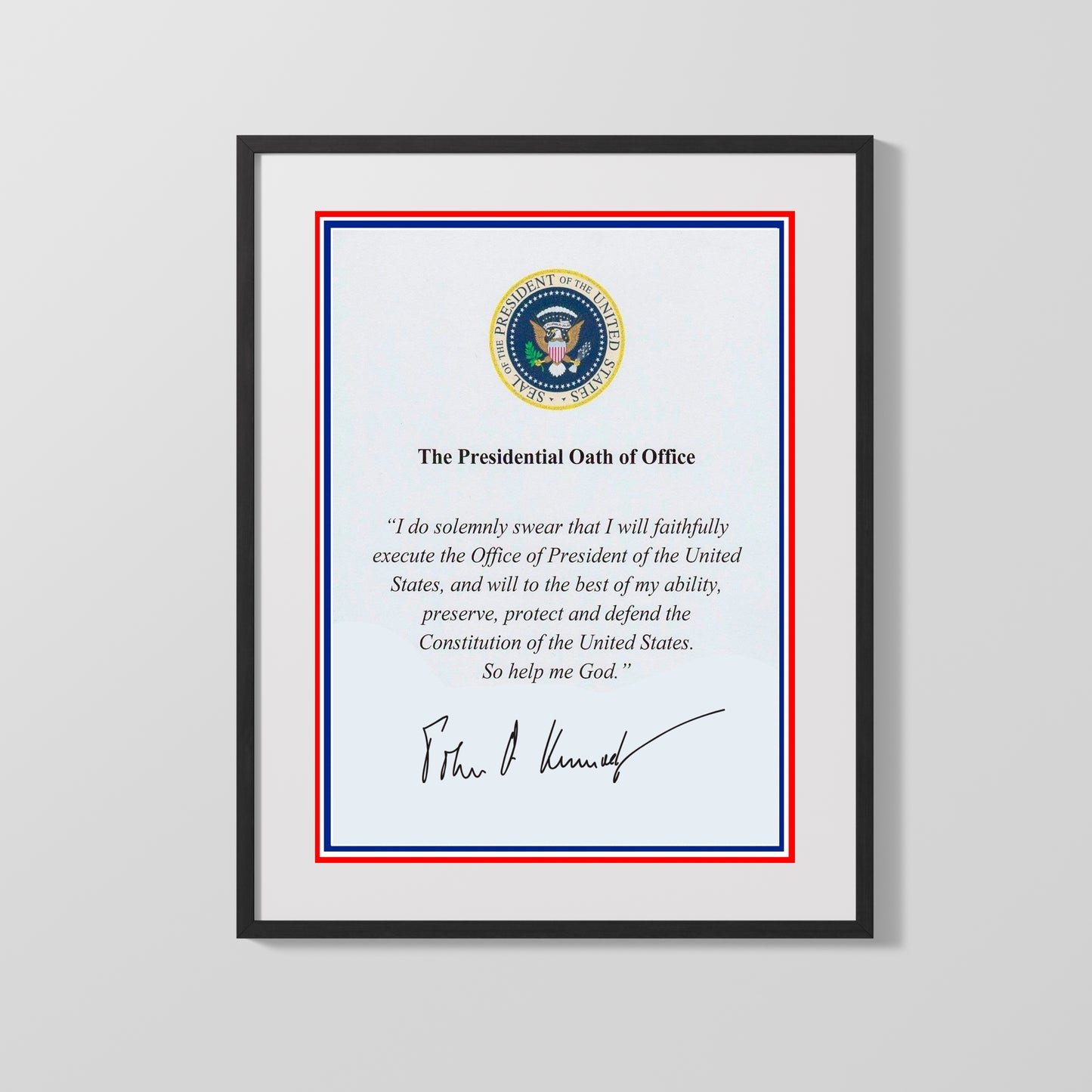 History Poster Print: John F Kennedy Autograph Promo Print - Presidential Oath of Office - vintageframedprints.com
