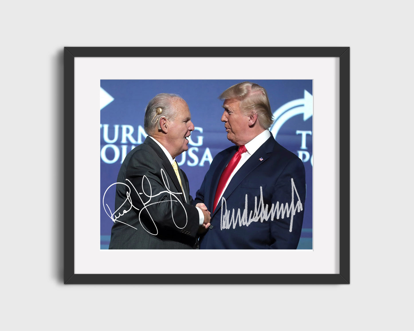 History Poster Print: Rush Limbaugh and Donald Trump Autograph Replica Print - Beacons of Democracy - vintageframedprints.com