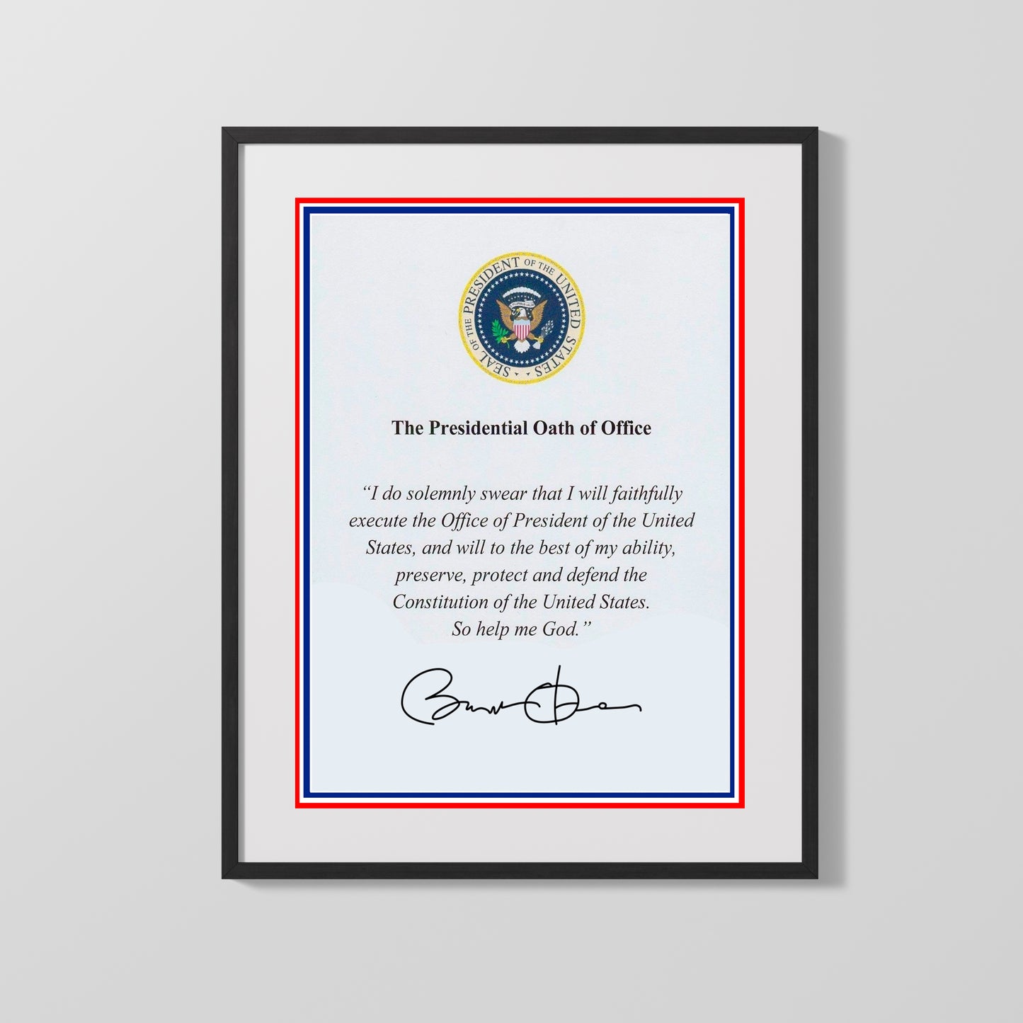 History Poster Print: Barak Obama Autograph Promo Print - Presidential Oath of Office - vintageframedprints.com