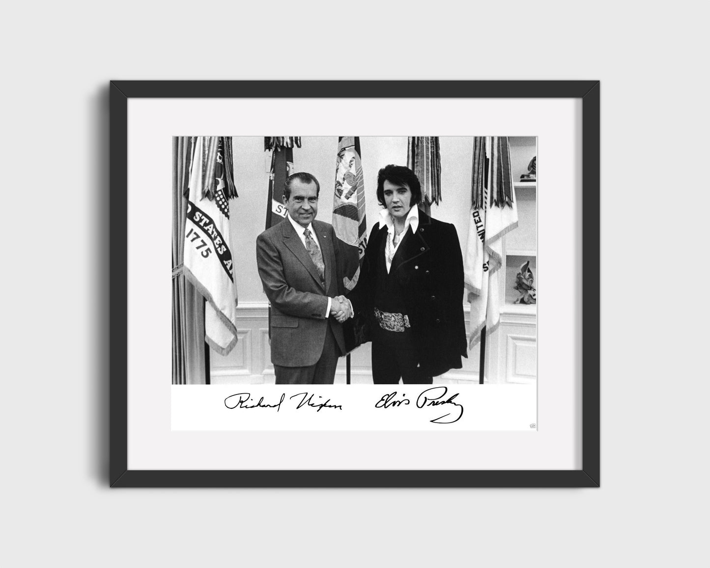 History Poster Print: Elvis Presley and Richard Nixon Autograph Promo Print - vintageframedprints.com