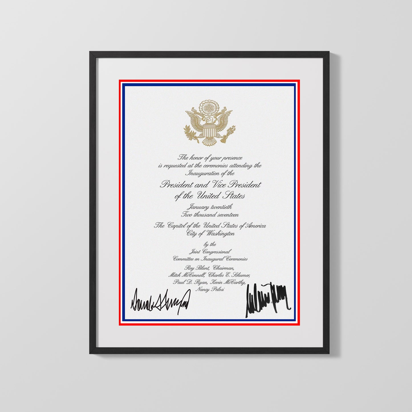 History Poster Print: Presidential Inaugural Invite Autograph Promo Print - Donald and Milenia Trump - vintageframedprints.com