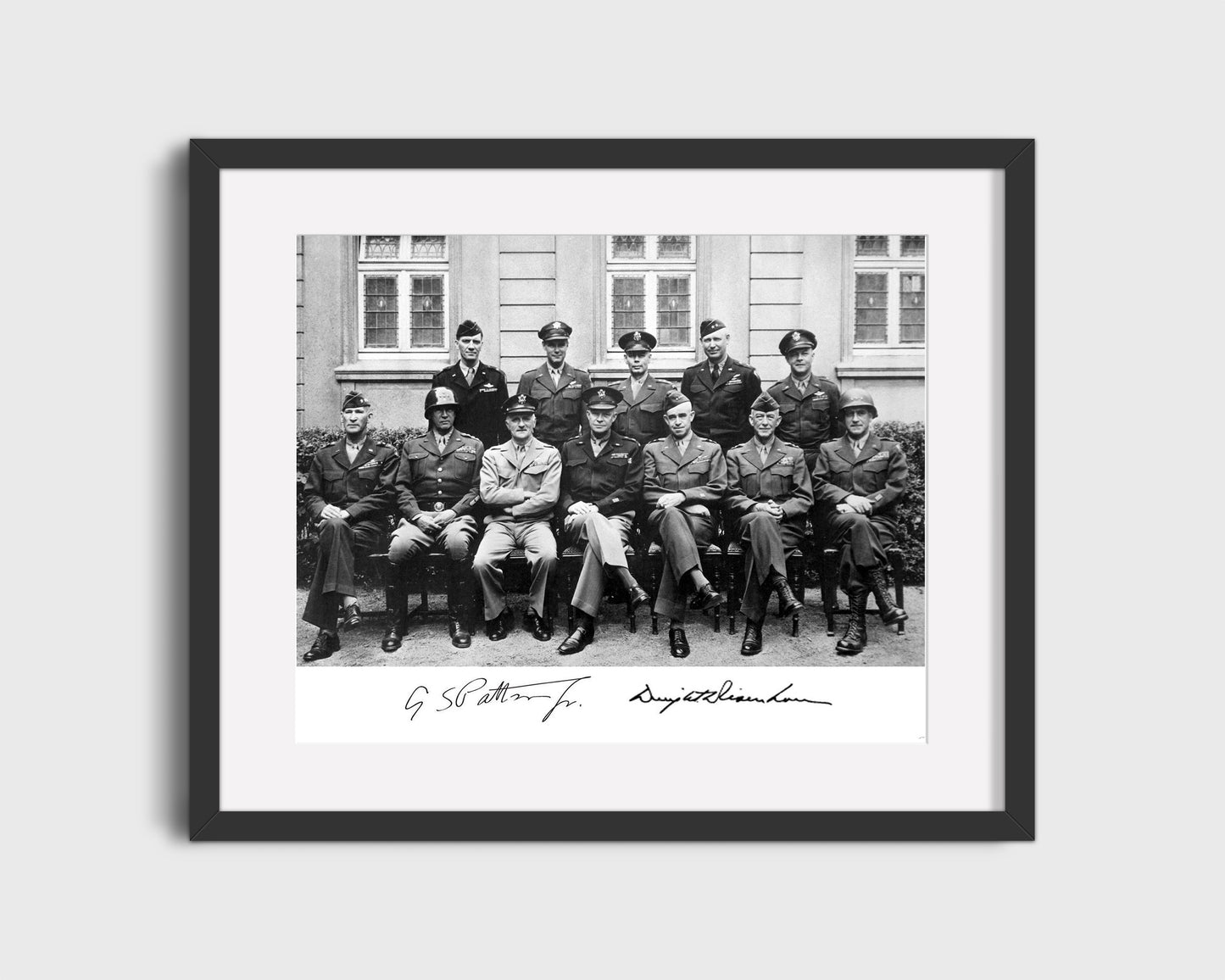 History Poster Print: Generals Patton and Eisenhower - V Day - Autograph Replica Print - vintageframedprints.com