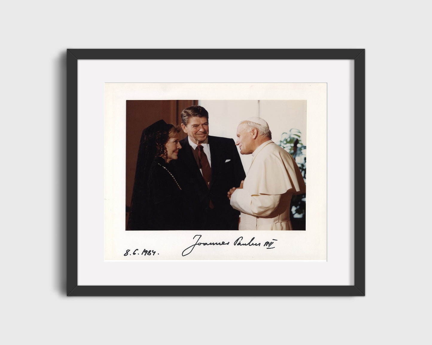 History Poster Print: Pope John Paul II and Ronald Reagan Autograph Promo Print - vintageframedprints.com
