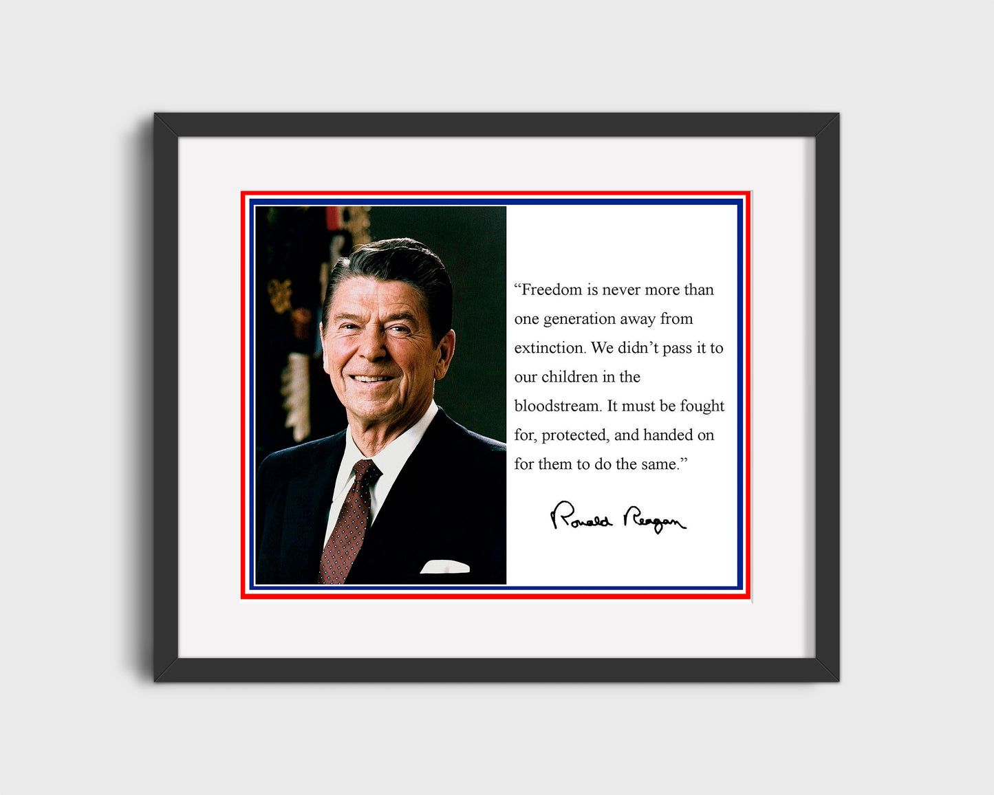 Ronald Reagan - Presidential Quote Poster - Freedom and Extinction - vintageframedprints.com