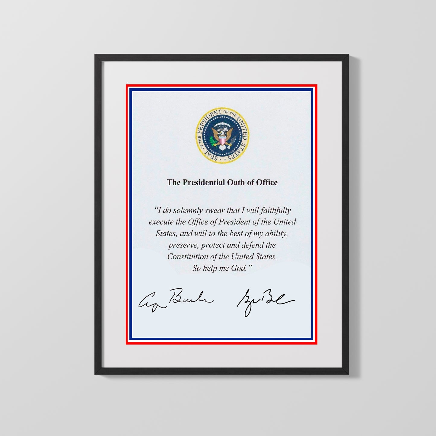 History Poster Print: Father and Son Autograph Promo Print - Presidential Oath of Office - vintageframedprints.com