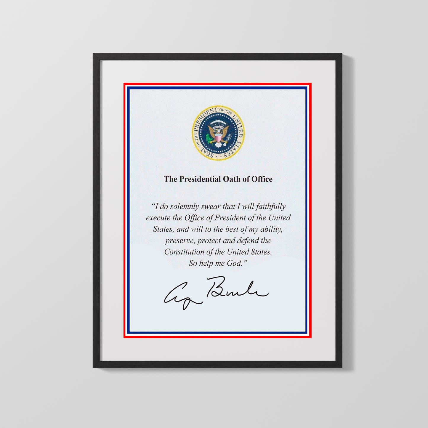 History Poster Print: George HW Bush Autograph Promo Print - Presidential Oath of Office - vintageframedprints.com
