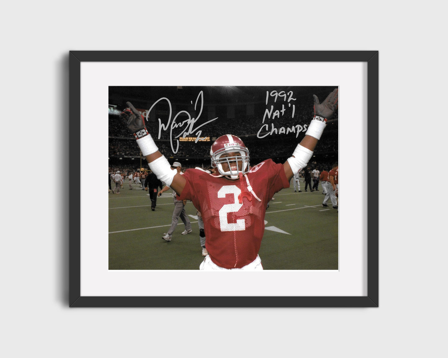 Alabama Autograph Print - David Palmer Arms Raised - 1992 Champs