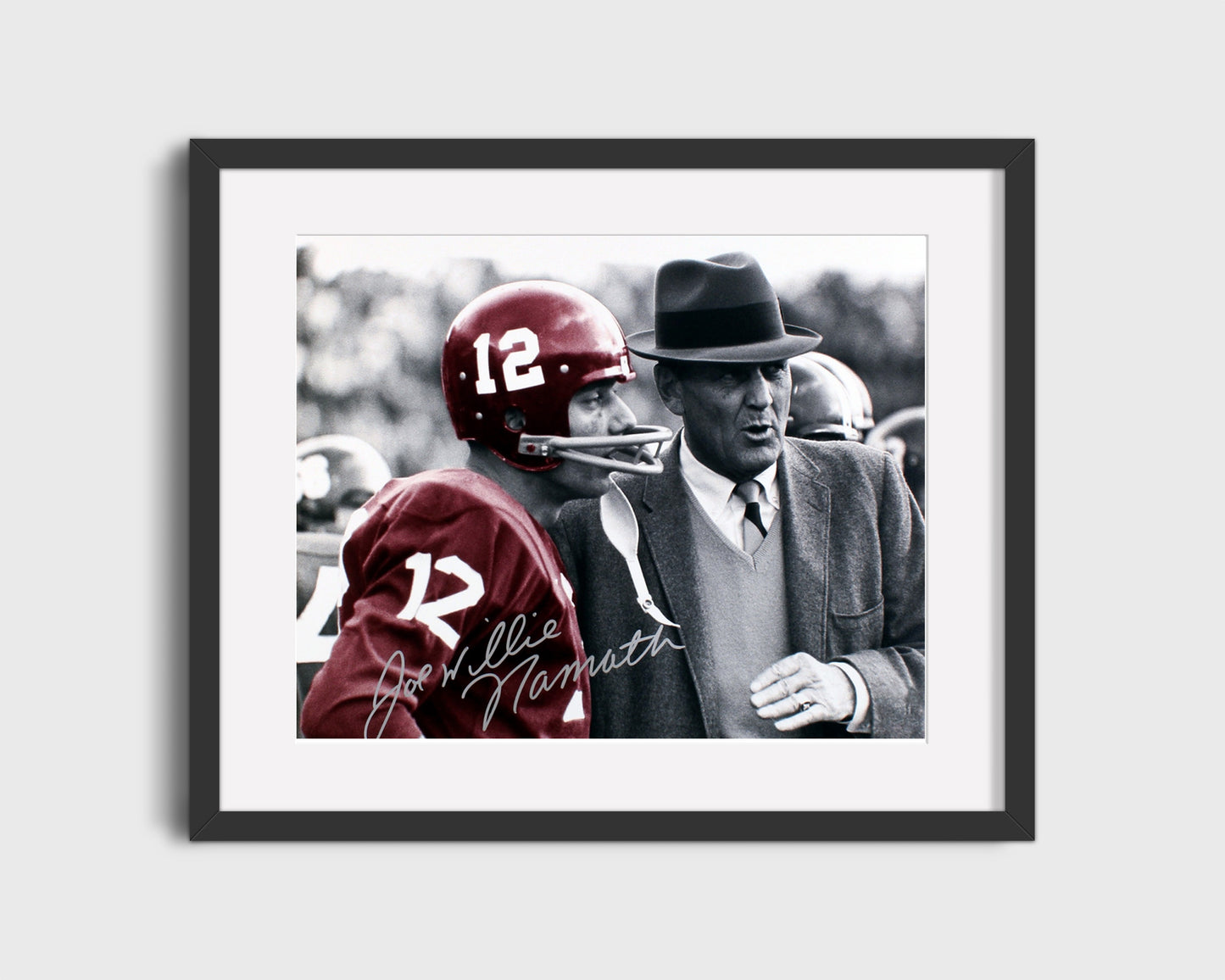 Alabama Autograph Print - Joe Namath and Bear Bryant Sideline - Broadway Joe Meets The Bear