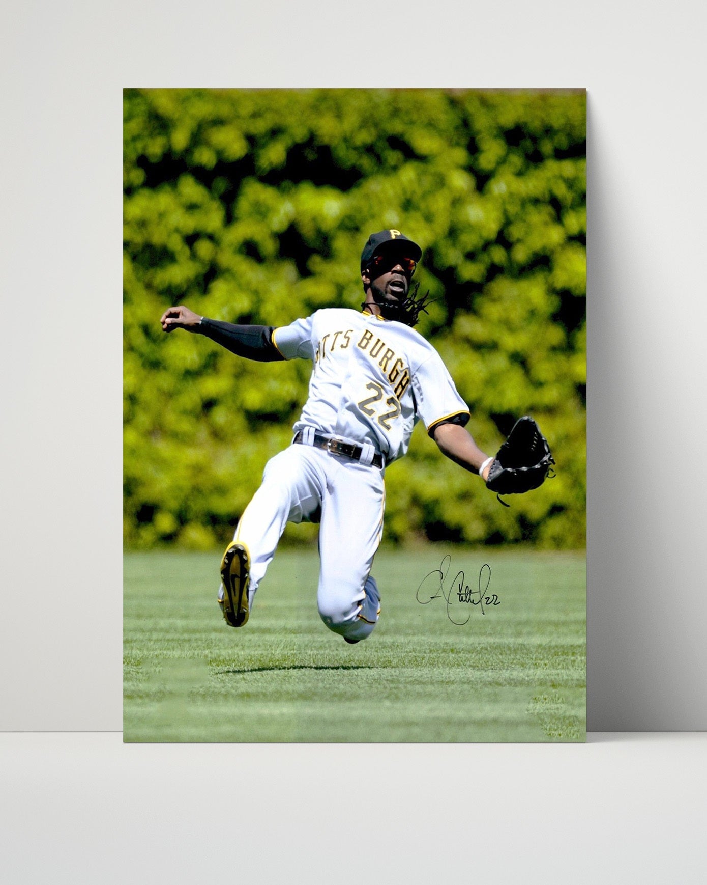 Andrew McCutchen Autograph Poster - Diving Catch - Pirate Flash