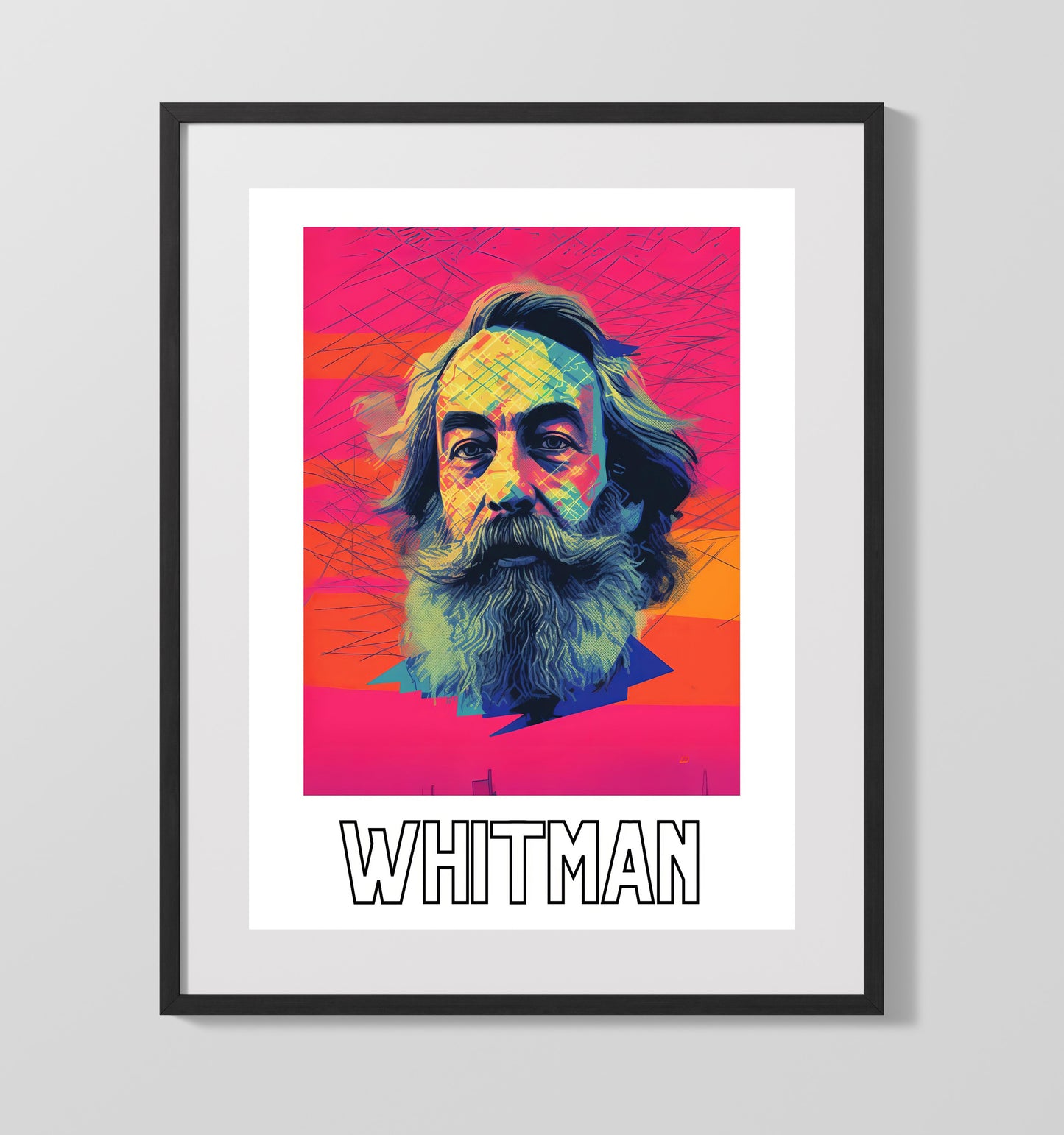 Walt Whitman - Psychedelic Literary Artwork - Gallery Frame literary wall art