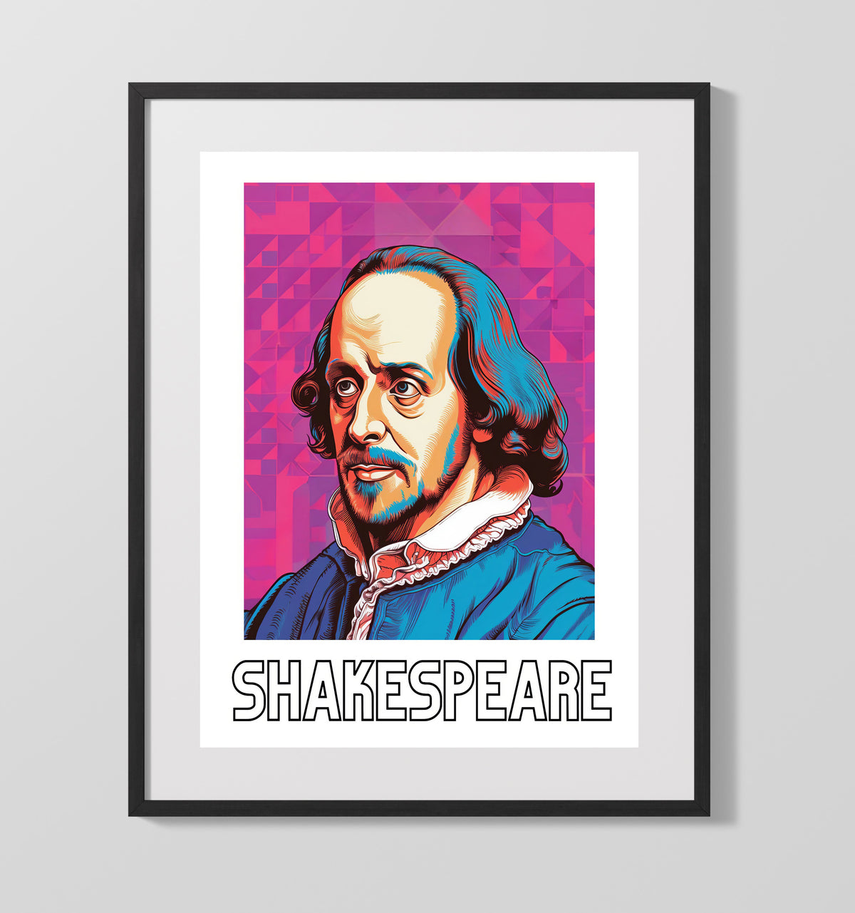 William Shakespeare - Elizabethan Collar Pop Art - Gallery Frame literary wall art