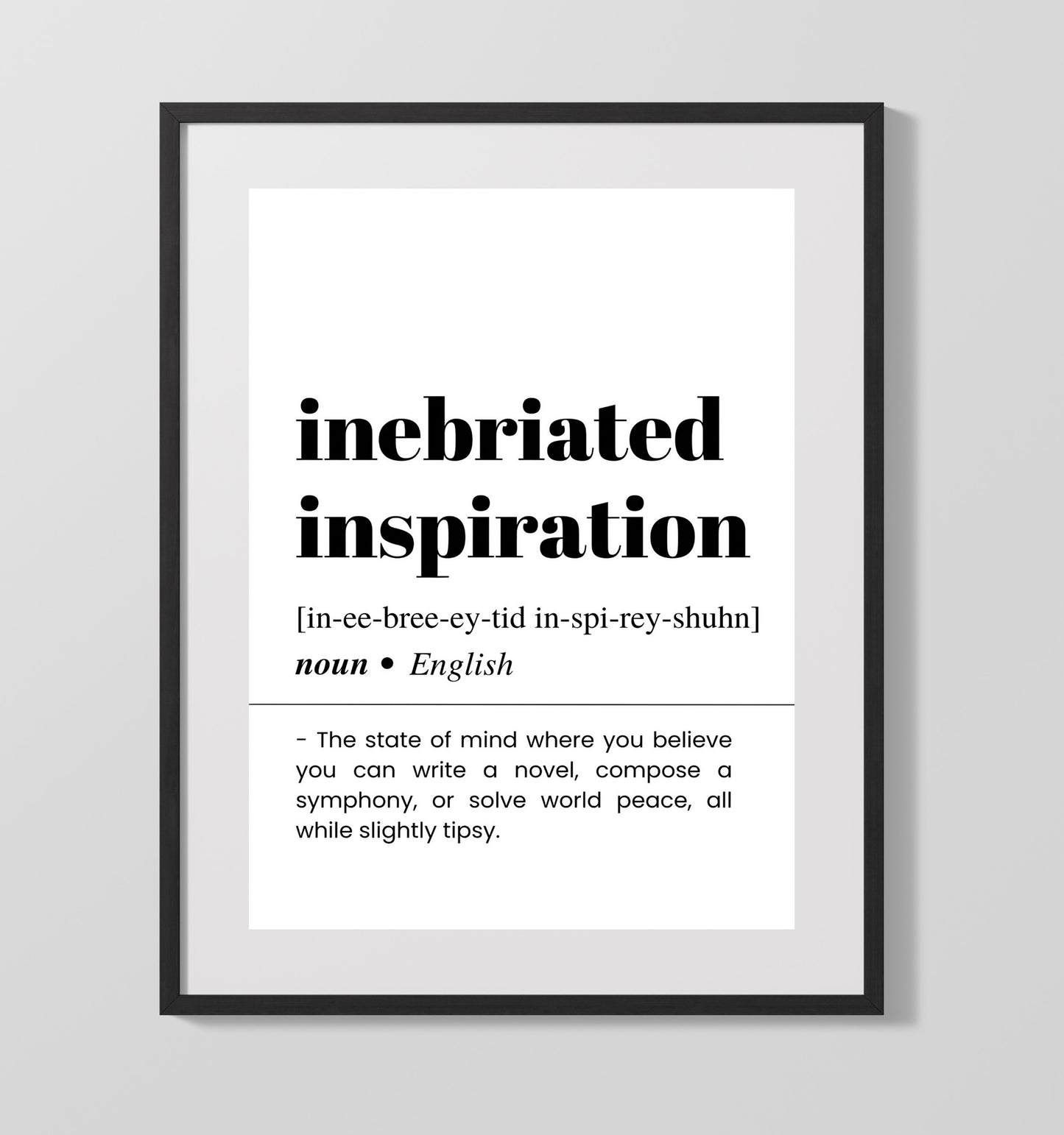 Inebriated Inspiration - Liquid Genius - Gallery Frame bar dictionary wall art