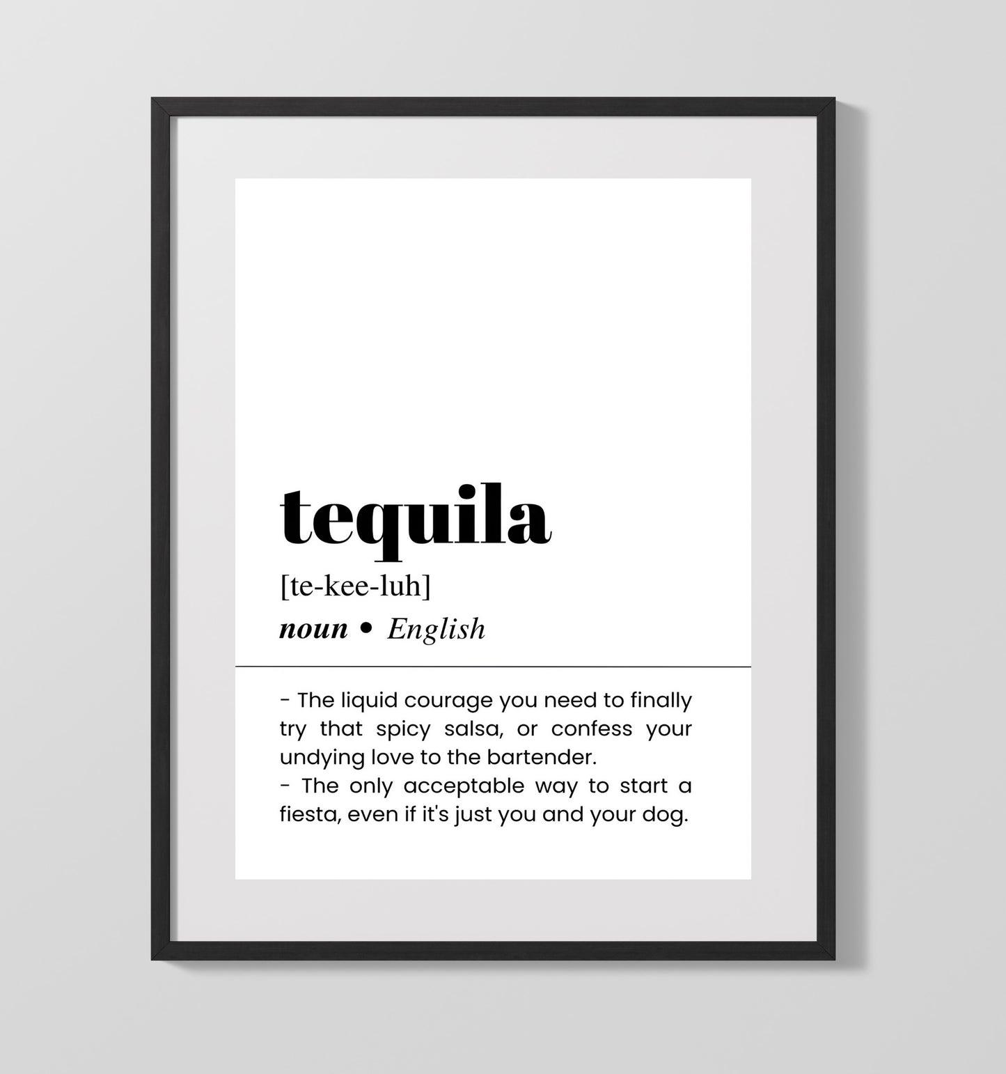 Tequila - Liquid Courage - Gallery Frame bar dictionary wall art