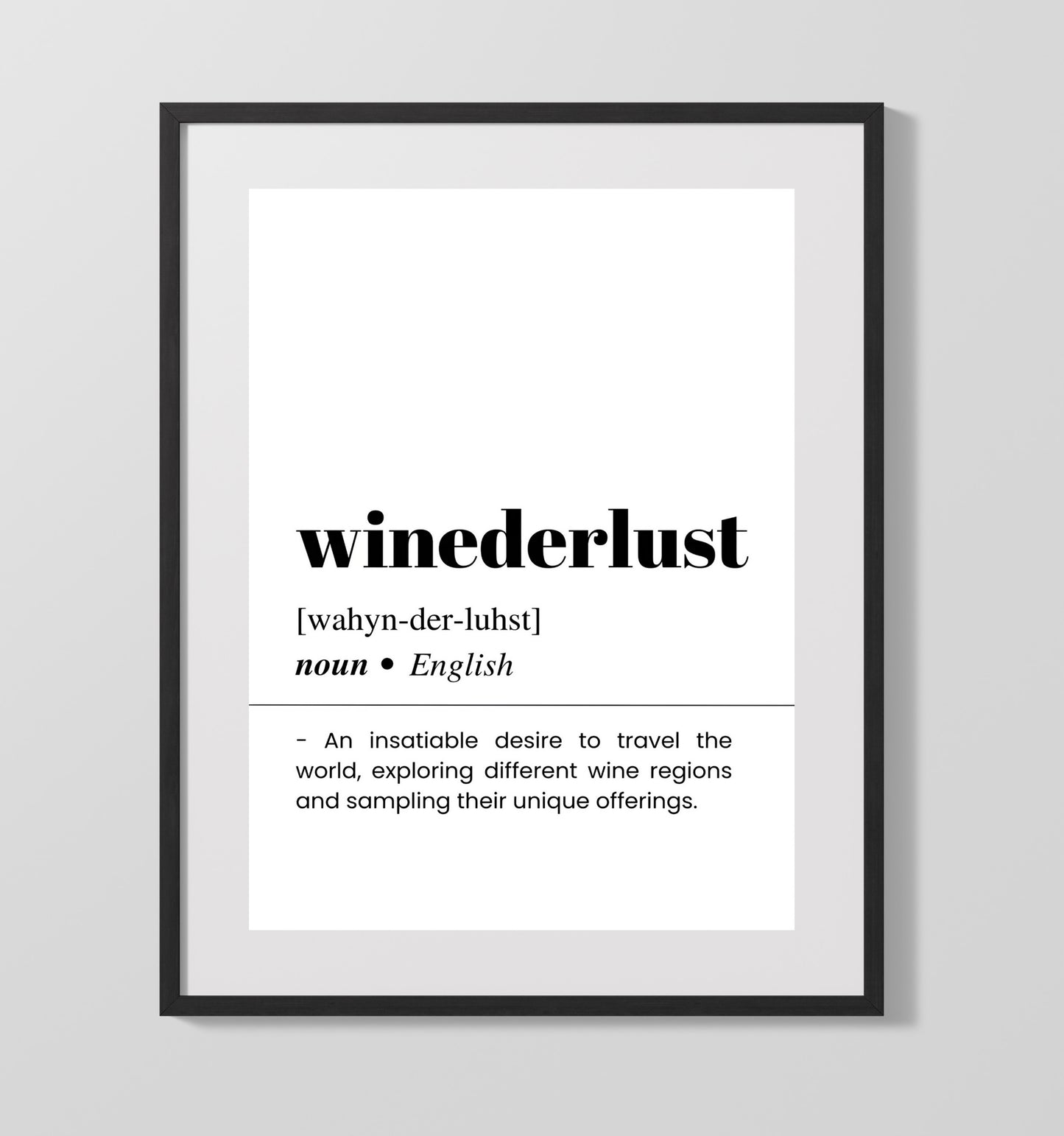 Winederlust - Wine Region Explorer - Gallery Frame bar dictionary wall art