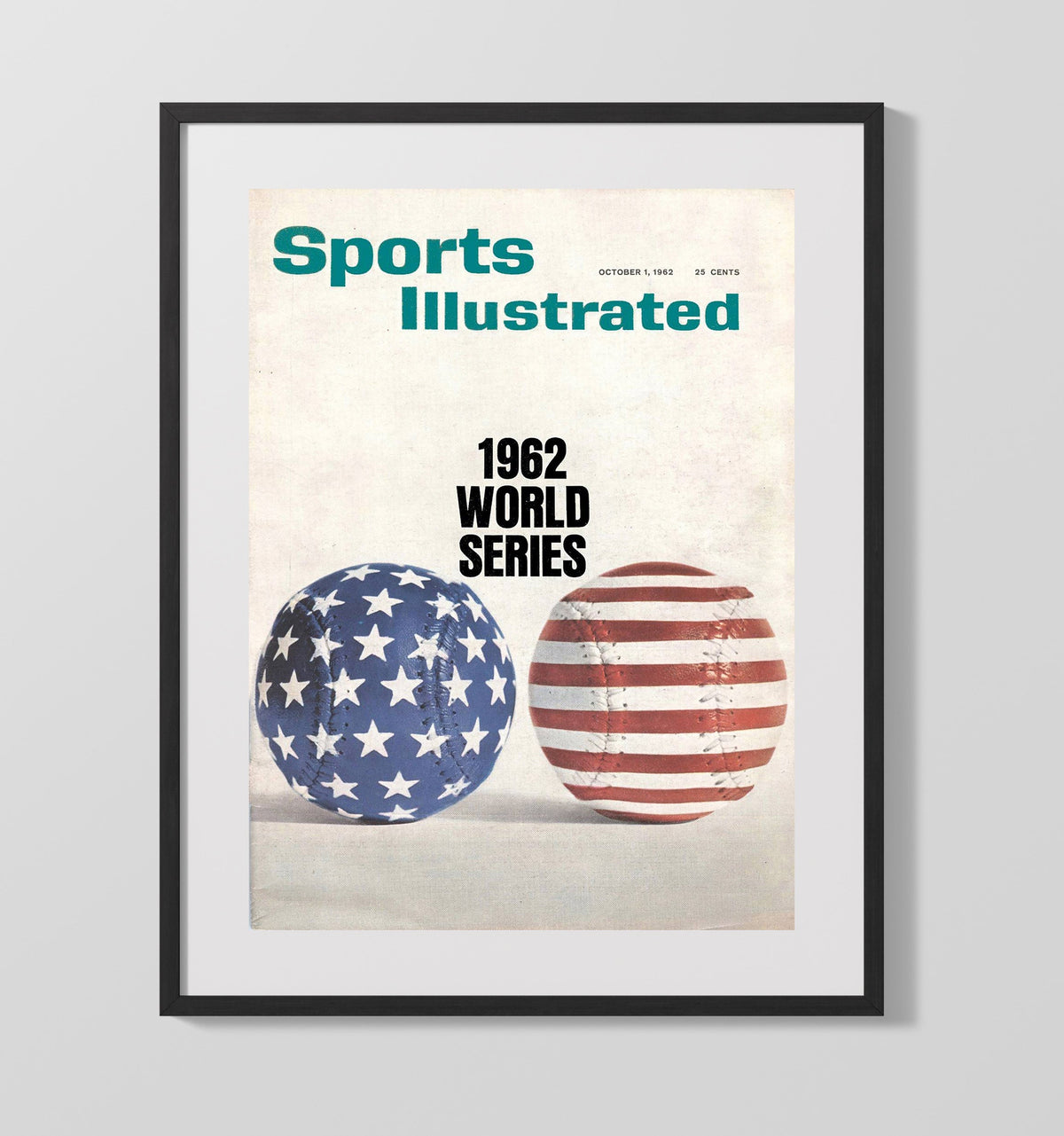American Flag Baseball – Series Artwork 1962 SI - Baseball Framed Print - Gallery Frame