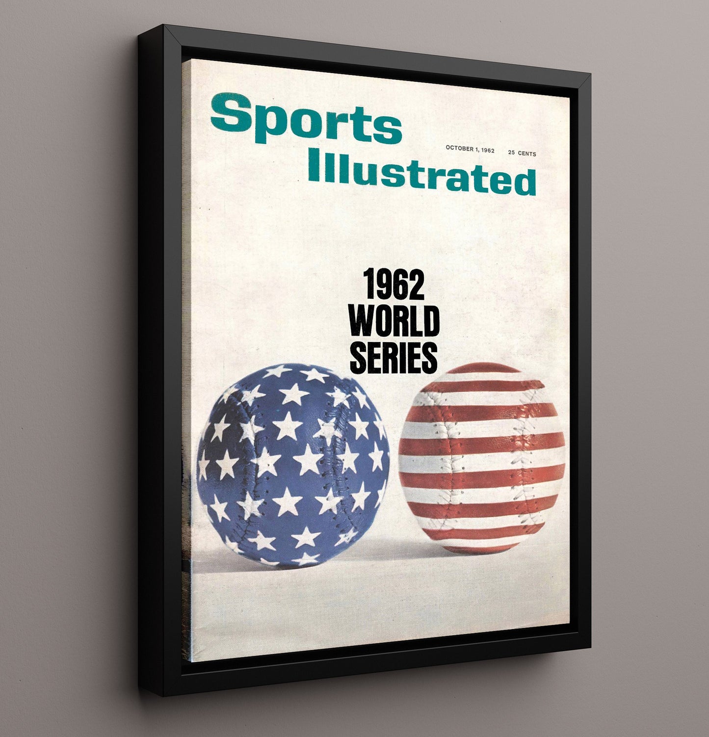 1962 Series - American Flag Baseball SI Cover 8x10 Framed Canvas baseball wall art