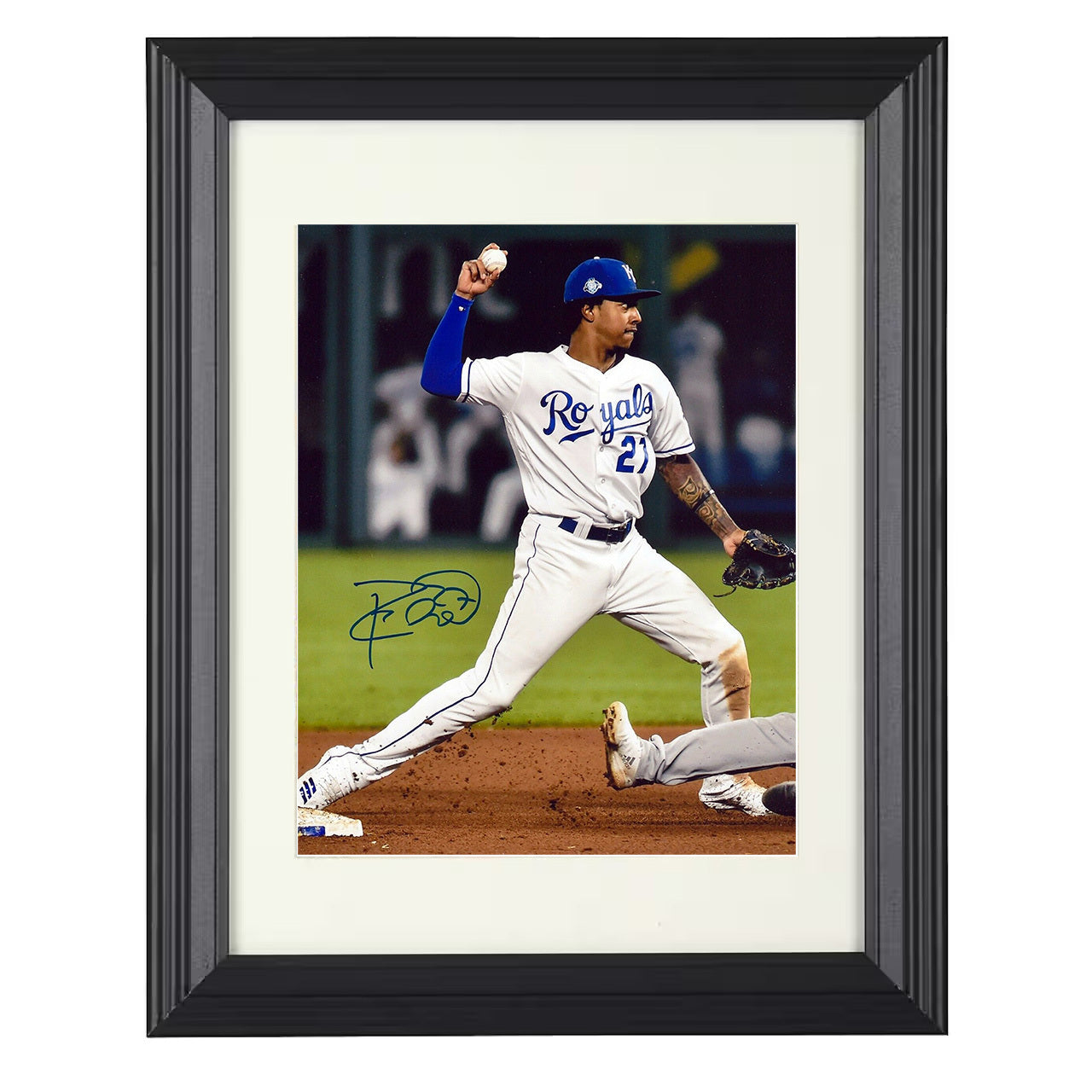 Adalberto Mondesi - Infield throw at second base 8x10 black beveled framed baseball wall art