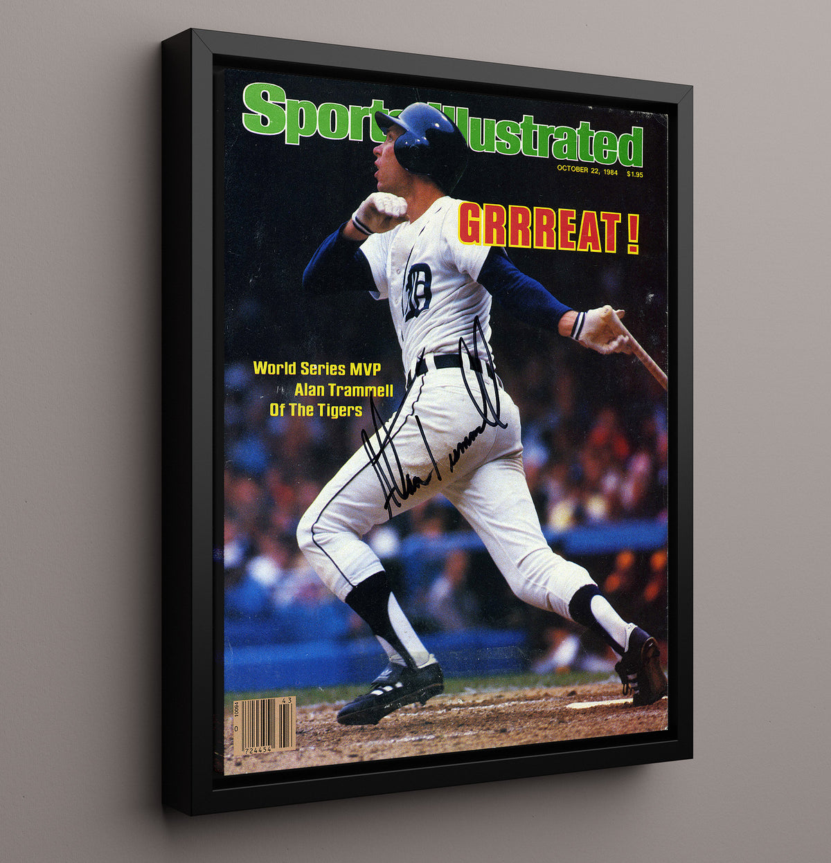 Alan Trammell - Series MVP swing SI cover 1984 8x10 Framed Canvas baseball wall art