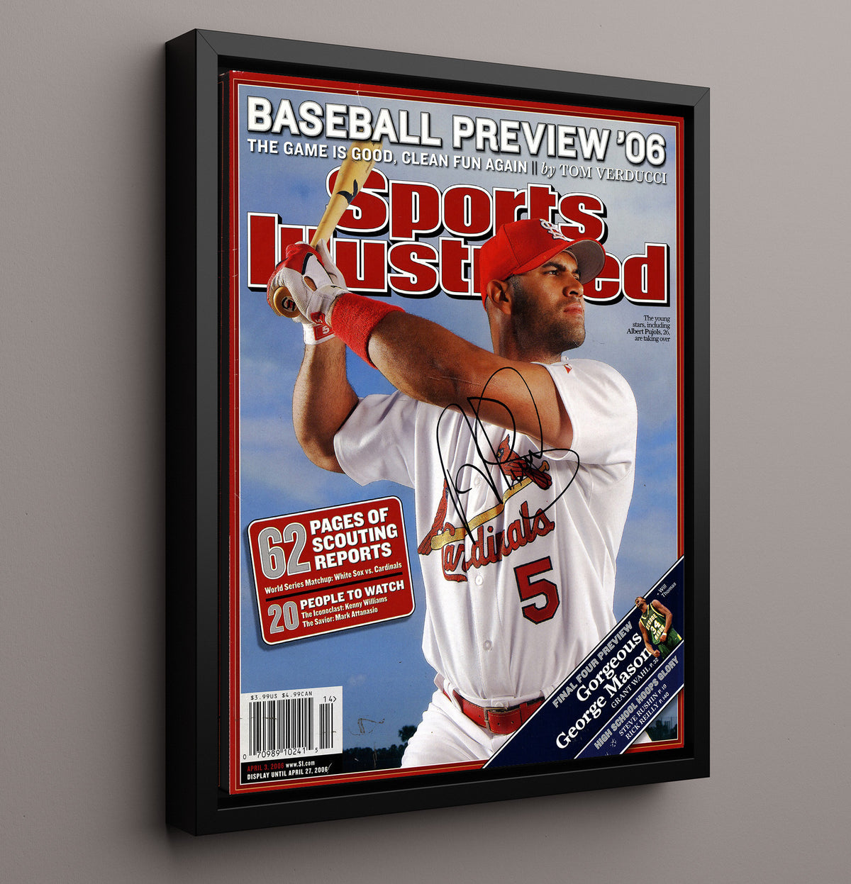 Albert Pujols - Baseball Preview dominant force SI Cover 2006 8x10 Framed Canvas baseball wall art