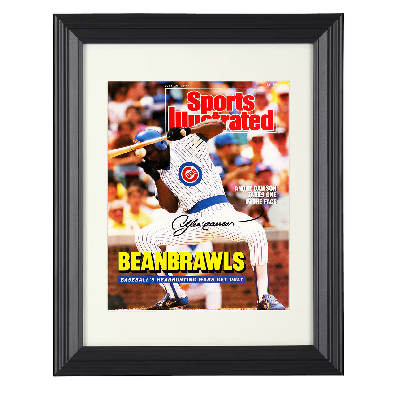 Andre Dawson - Sports Illustrated Beanball Cover 8x10 black beveled framed baseball wall art