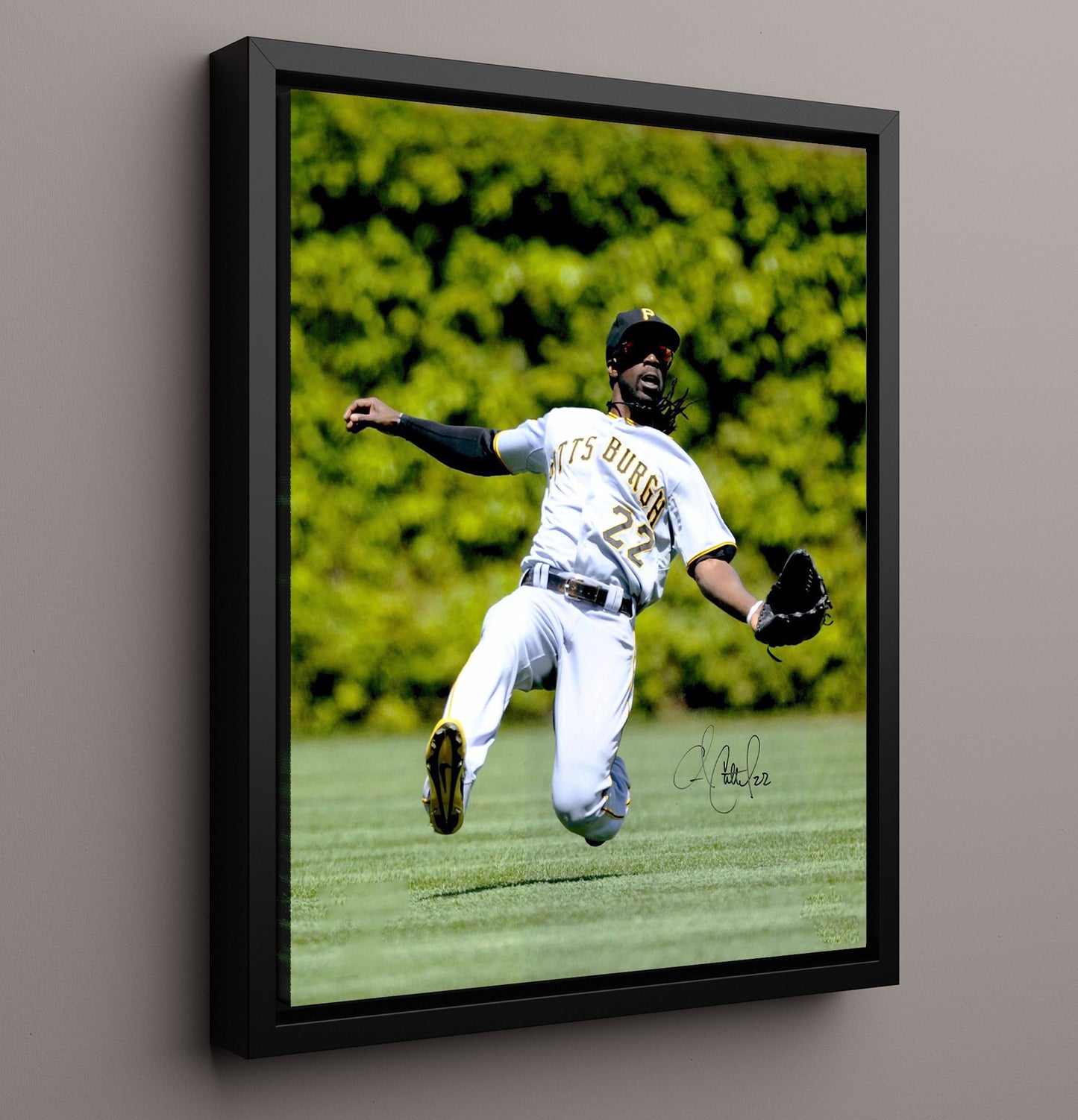 Andrew McCutchen - Leaping Catch in Center Field 8x10 Framed Canvas baseball wall art