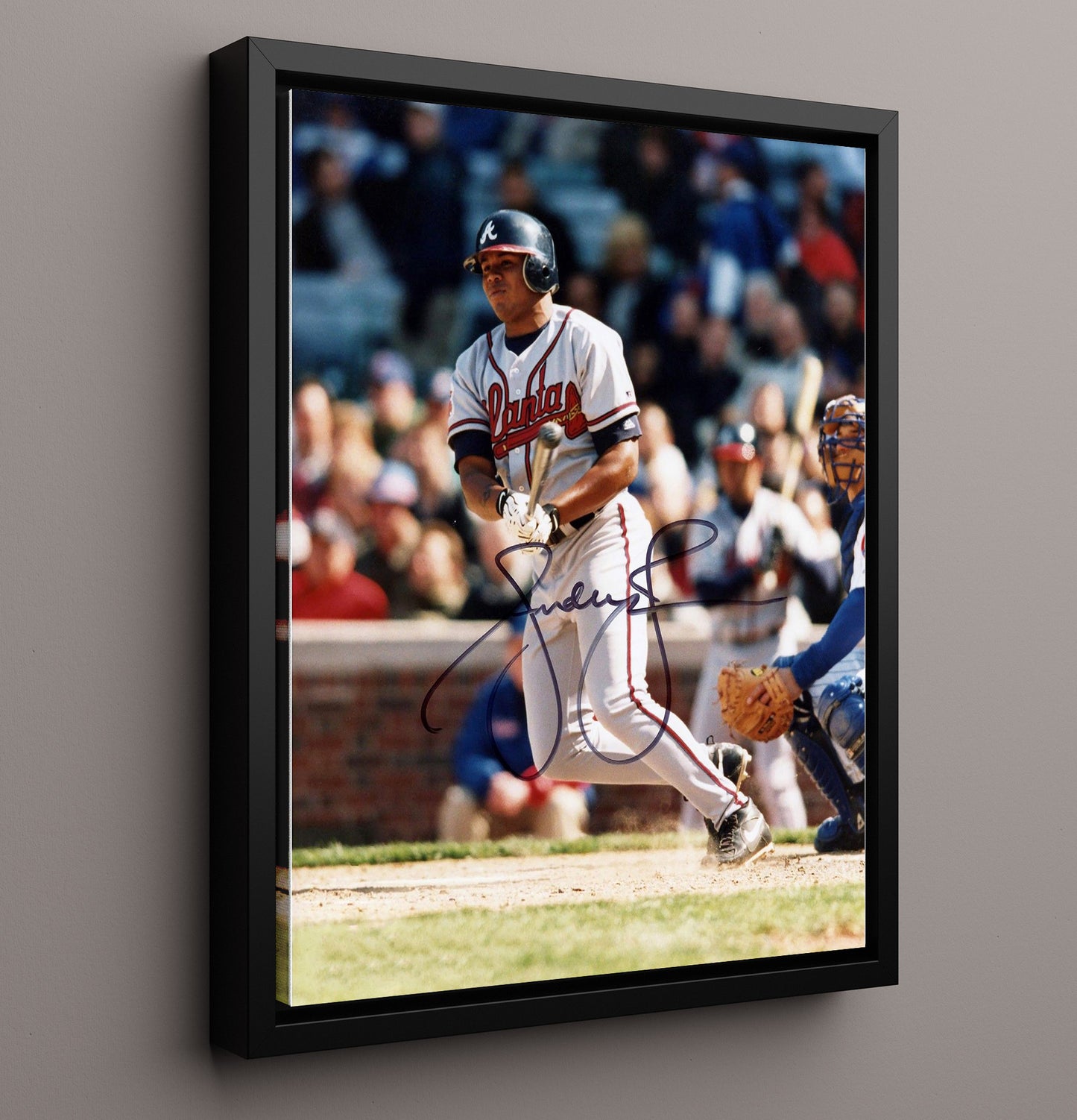 Andruw Jones - Braves Batting Action Signed 8x10 Framed Canvas baseball wall art