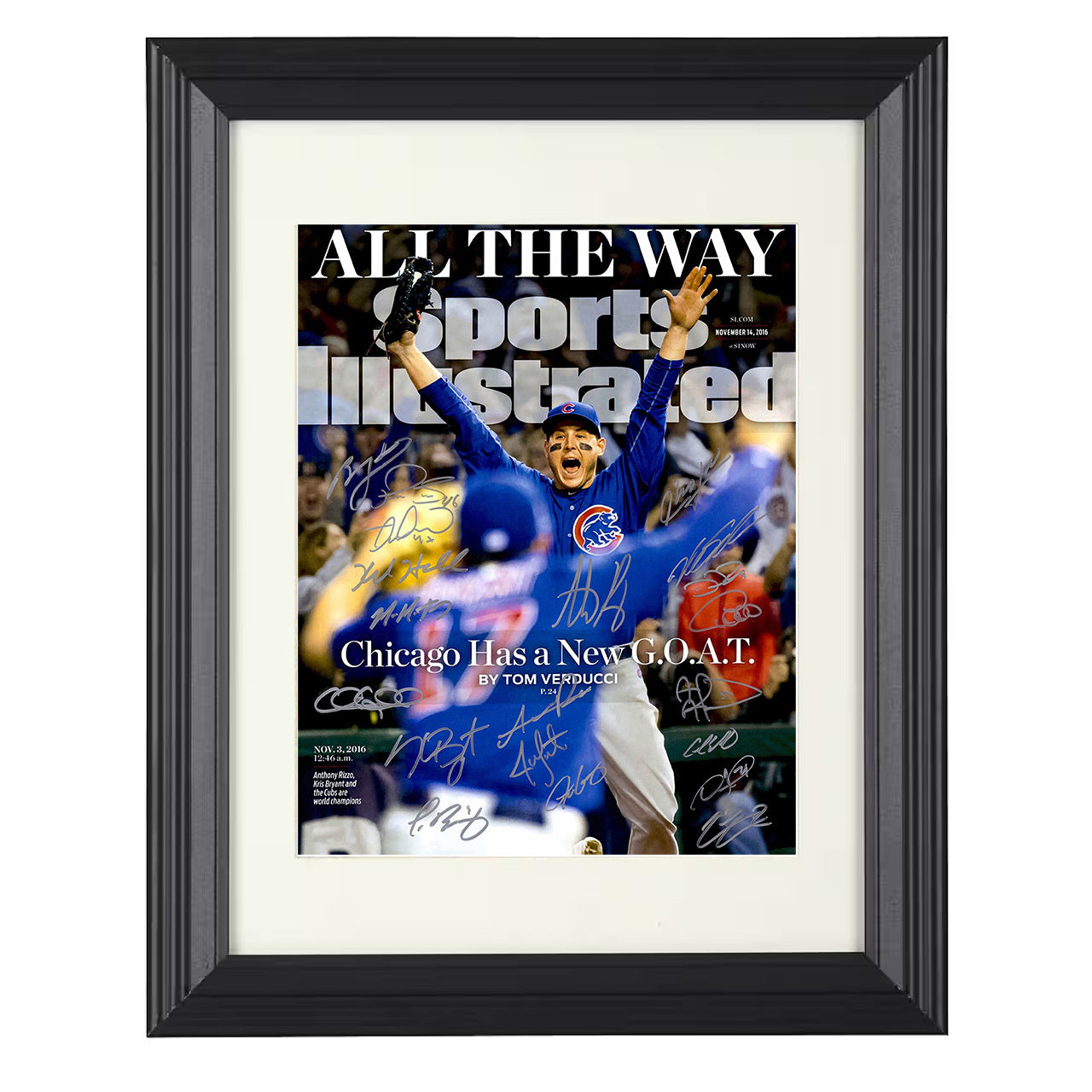 Anthony Rizzo Kris Bryant - Cubs Series celebration SI cover 2016 8x10 black beveled framed baseball wall art