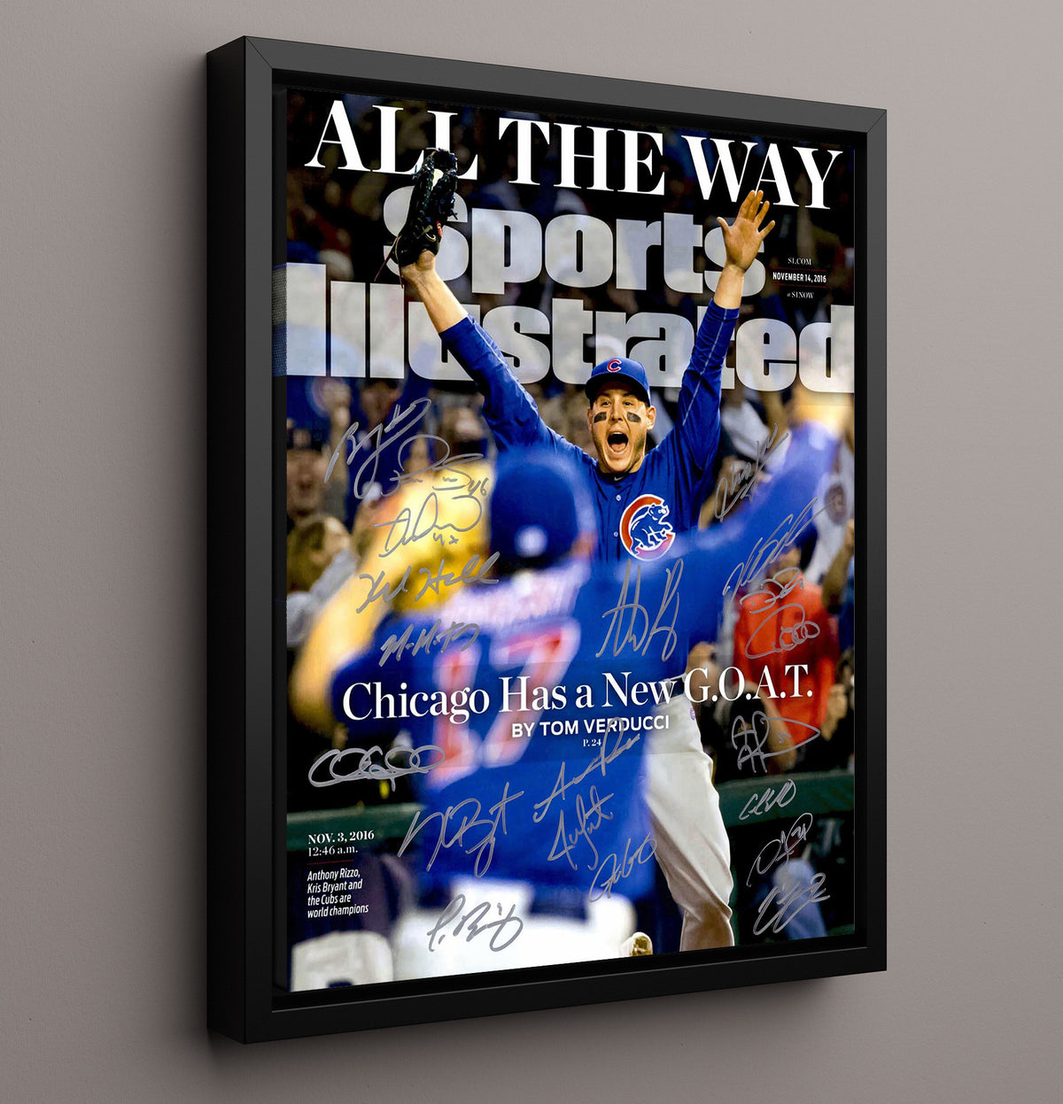 Anthony Rizzo Kris Bryant - Cubs Series celebration SI cover 2016 8x10 Framed Canvas baseball wall art