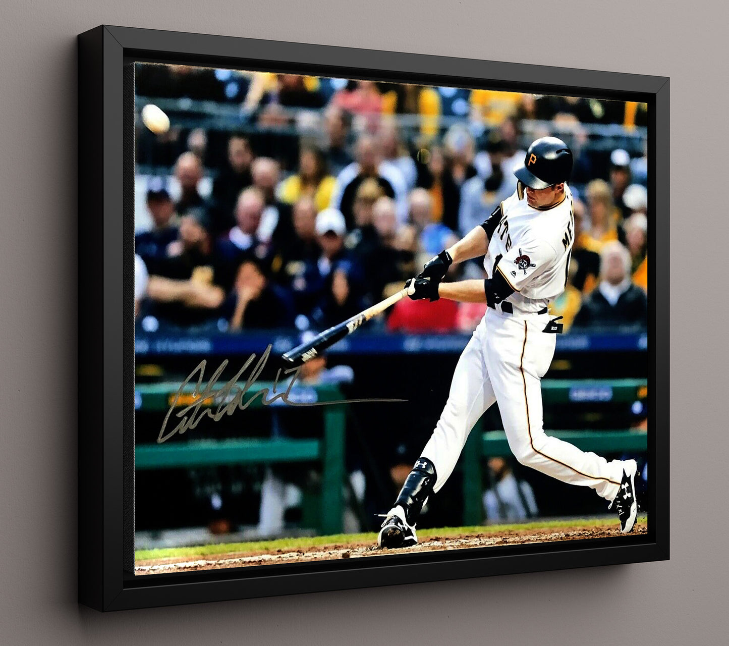 Austin Meadows - Pittsburgh Baseball Action 8x10 Framed Canvas baseball wall art