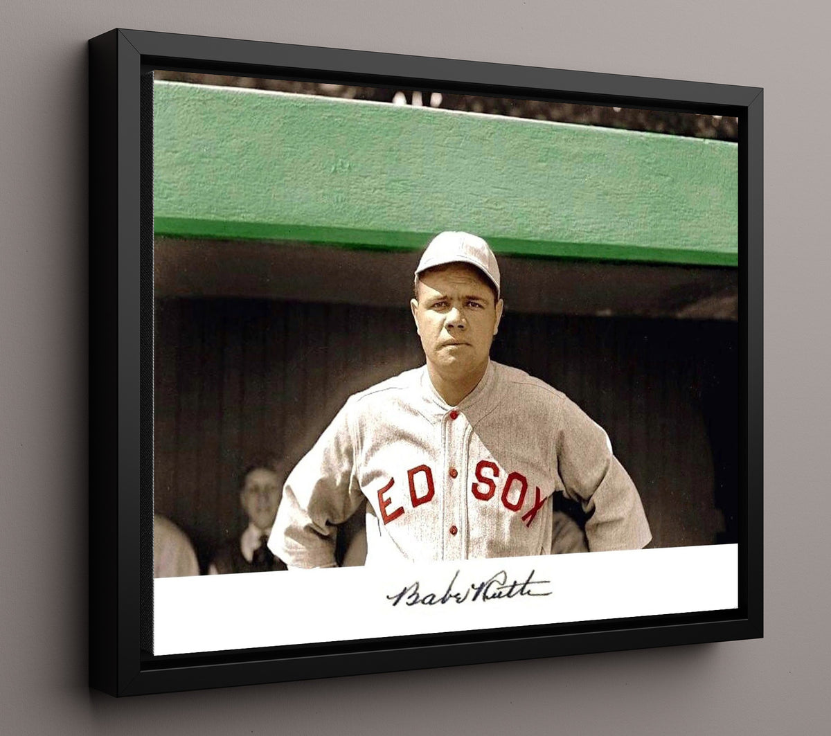 Babe Ruth - Boston Dugout 8x10 Framed Canvas baseball wall art