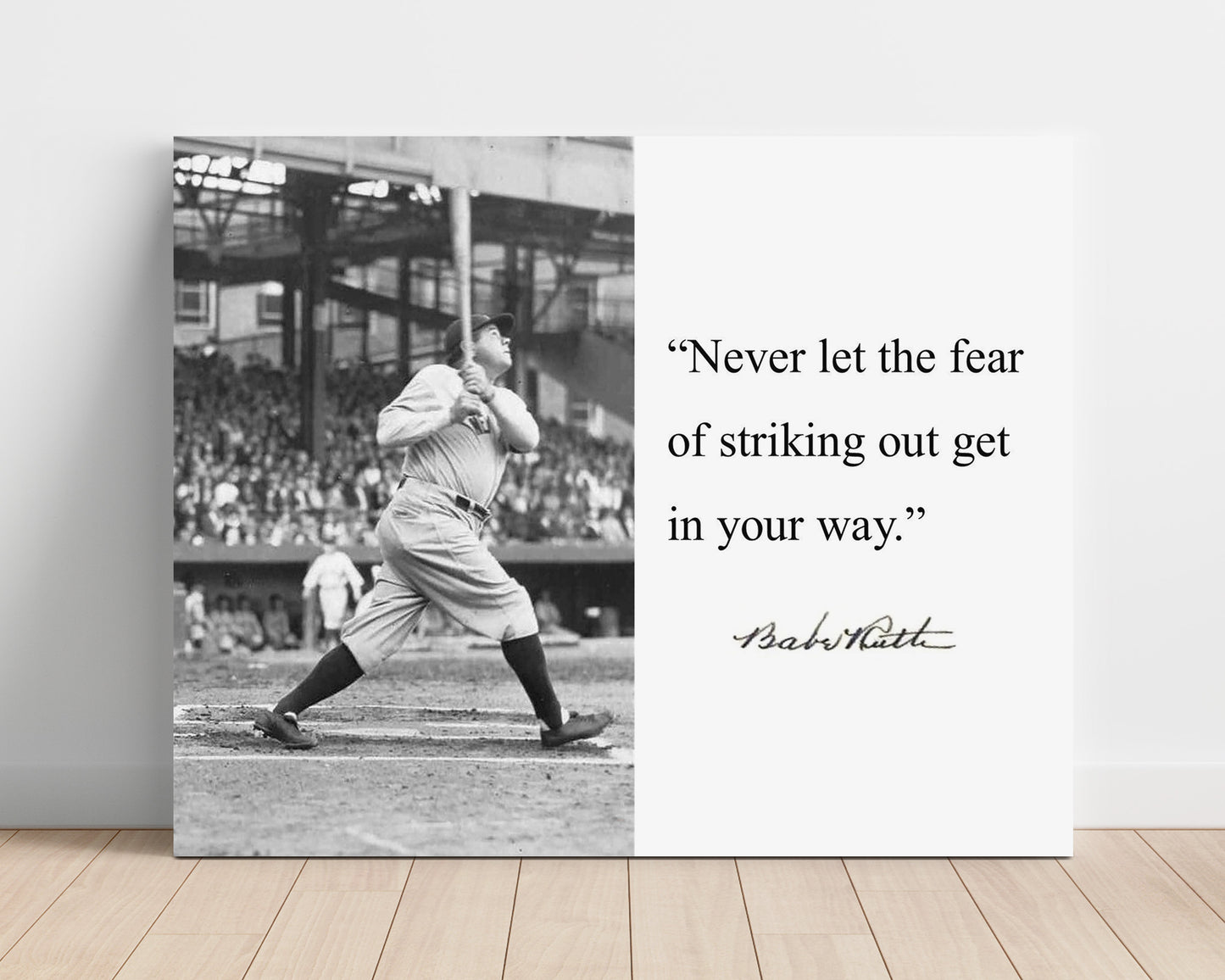 Babe Ruth - Inspirational Quote Swing Baseball Wall Art 16x20 Unframed Print wall art print – Baseball Wall Art decor