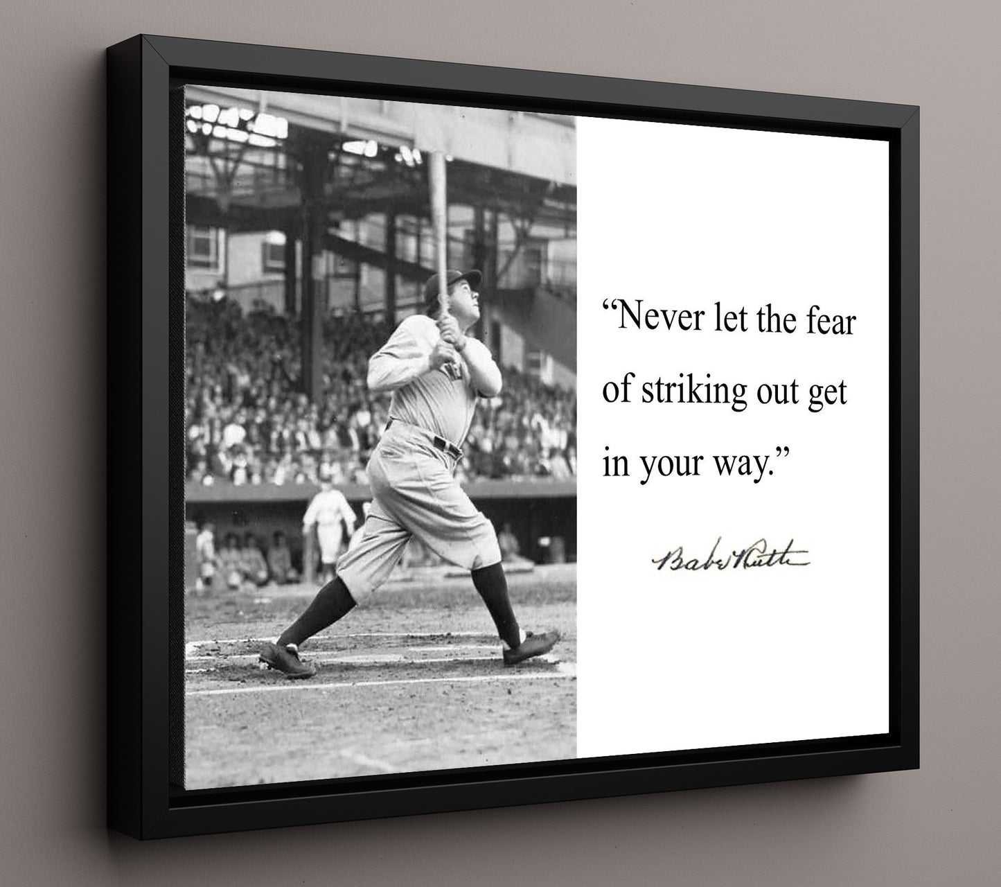 Babe Ruth - Inspirational Quote Swing 8x10 Framed Canvas baseball wall art