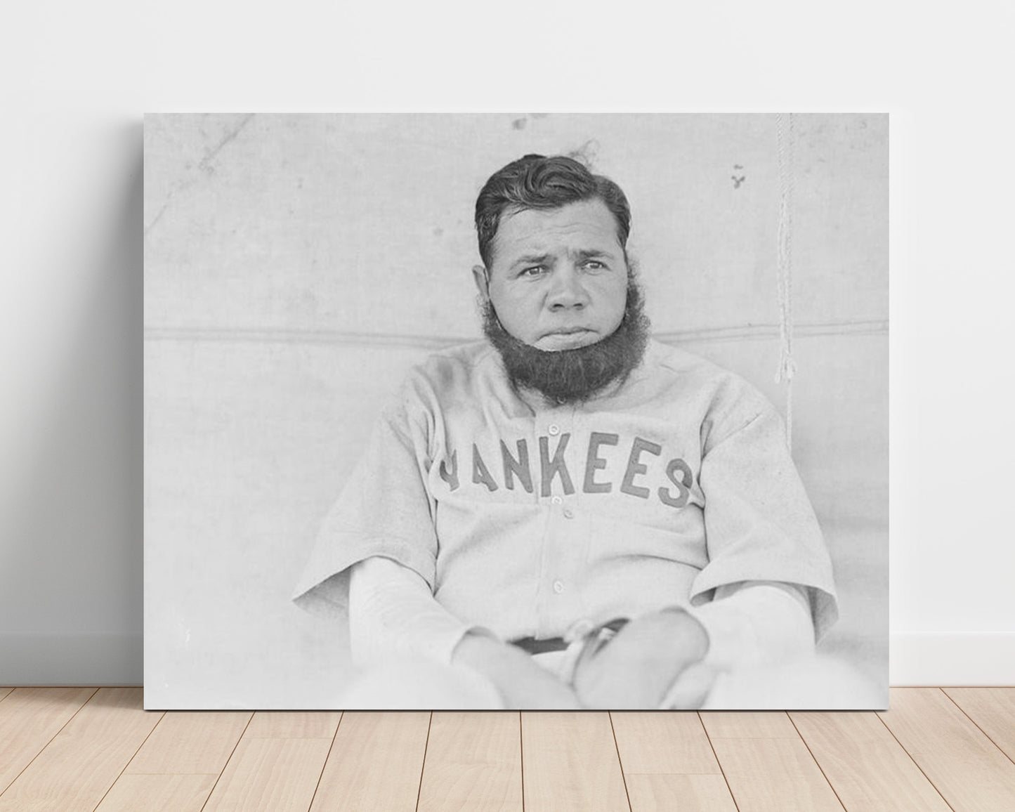Babe Ruth - Yankees Dugout Beard Gag Spotlight Baseball Wall Art 16x20 Unframed Print wall art print – Baseball Wall Art decor