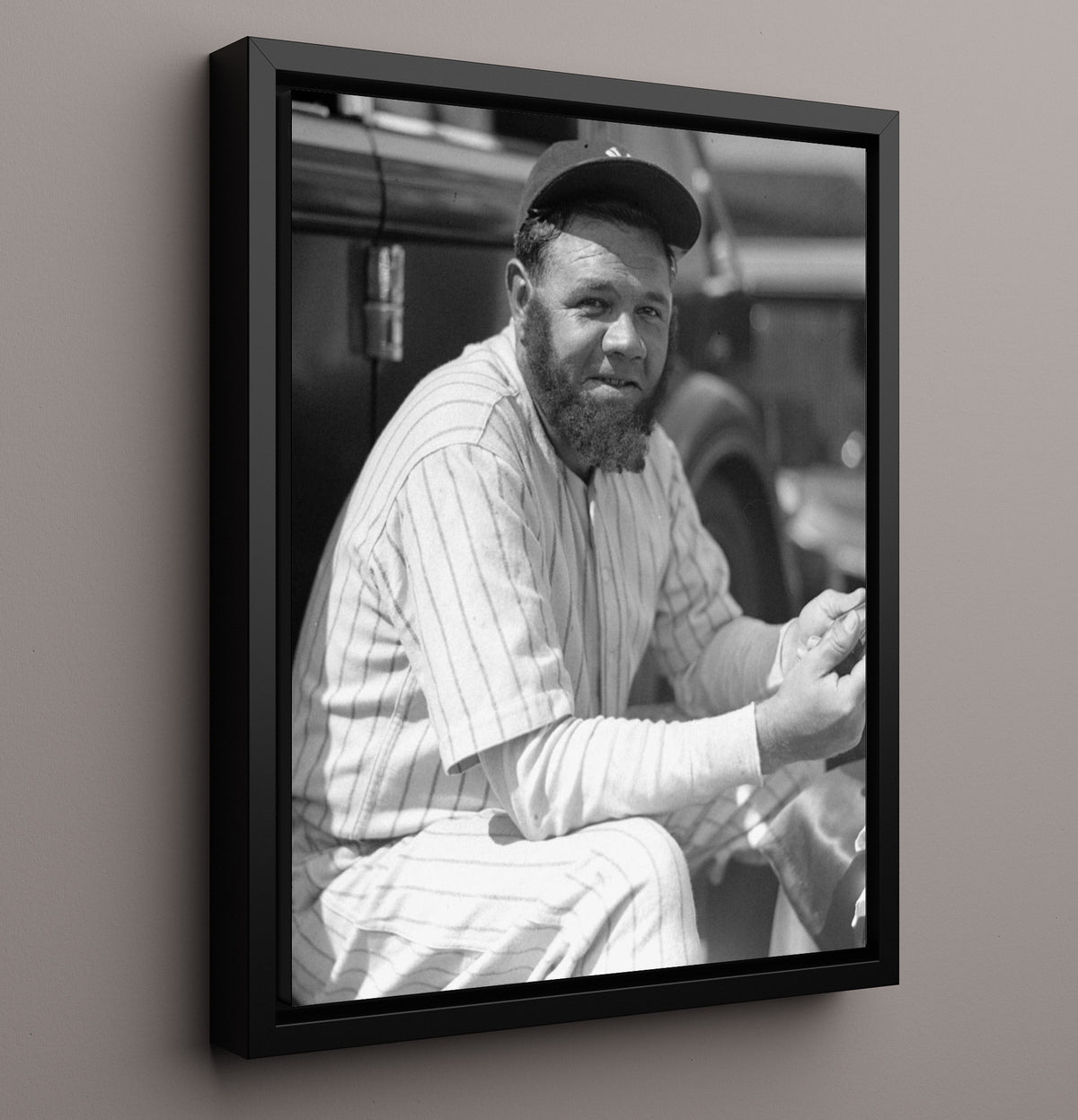 Babe Ruth - Yankees Dugout 8x10 Framed Canvas baseball wall art