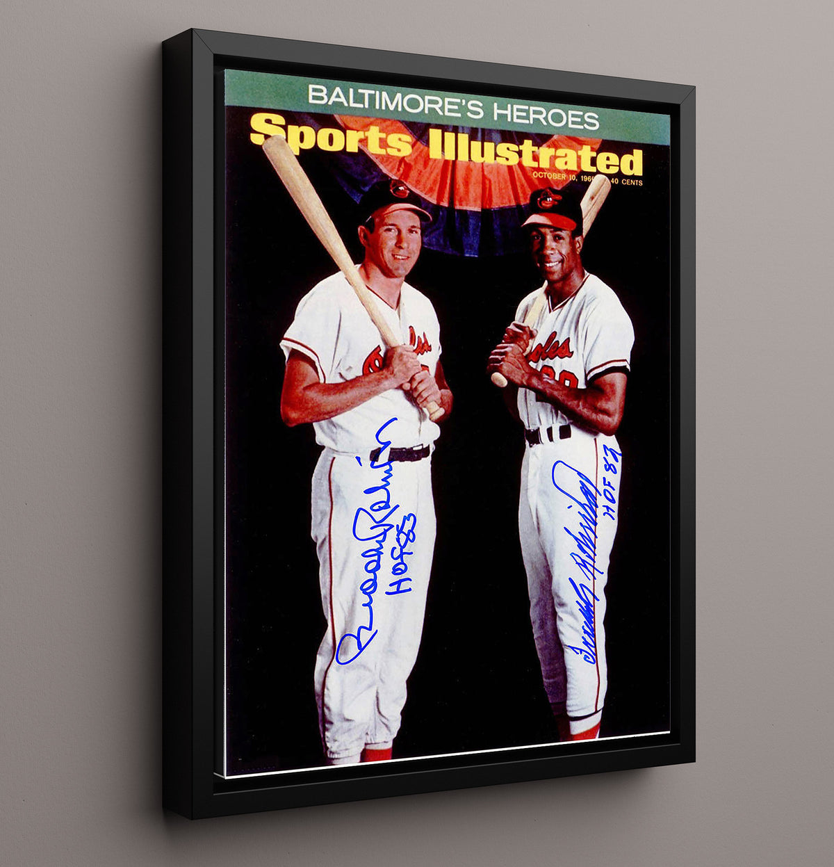Brooks Robinson and Frank Robinson - Sports Illustrated Cover Signed 8x10 Framed Canvas baseball wall art