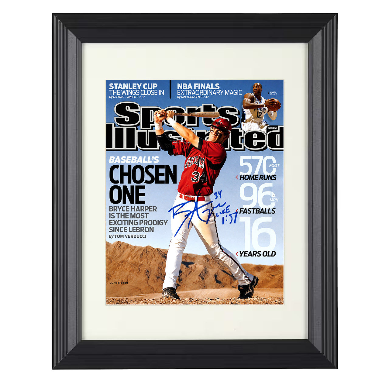 Bryce Harper - 2009 The Chosen One SI Cover Action 8x10 black beveled framed baseball wall art