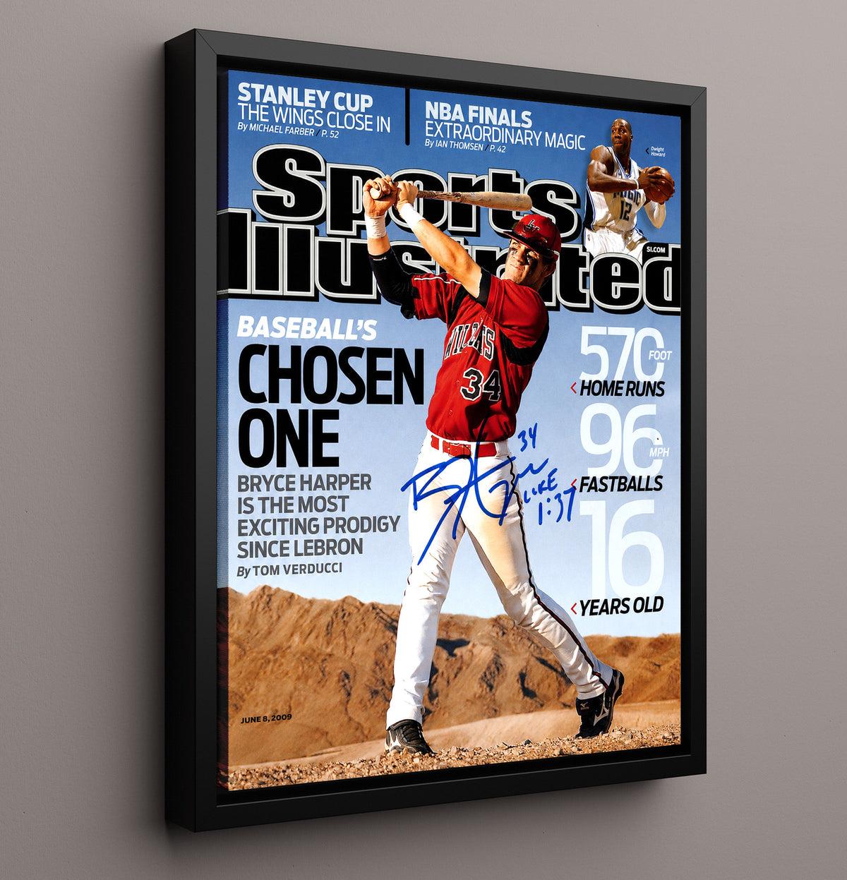 Bryce Harper - 2009 The Chosen One SI Cover Action 8x10 Framed Canvas baseball wall art