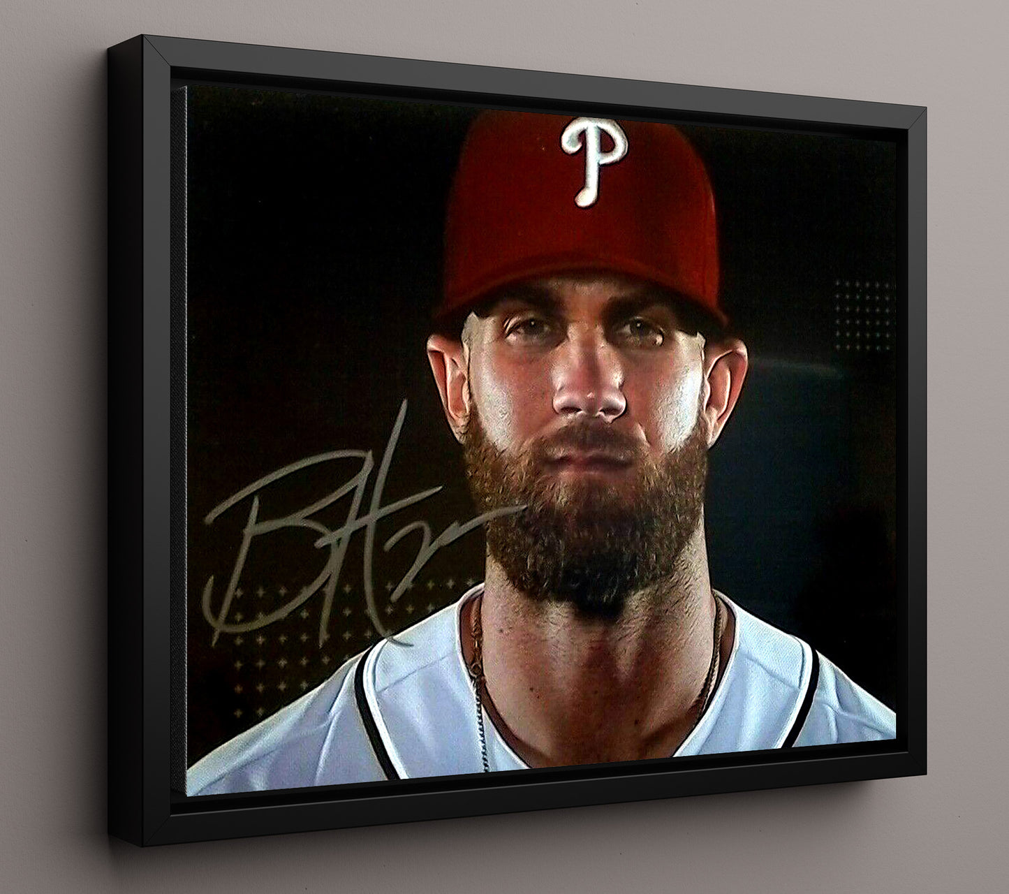 Bryce Harper - Intense 8x10 Framed Canvas baseball wall art