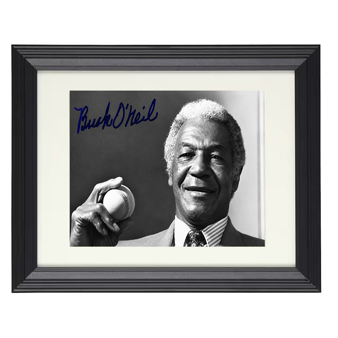 Buck ONeil - Dugout Smile 8x10 black beveled framed baseball wall art