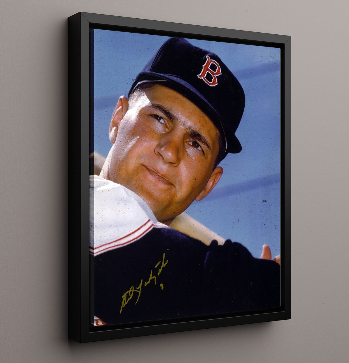 Carl Yastrzemski - Batting with Red Sox Cap 8x10 Framed Canvas baseball wall art