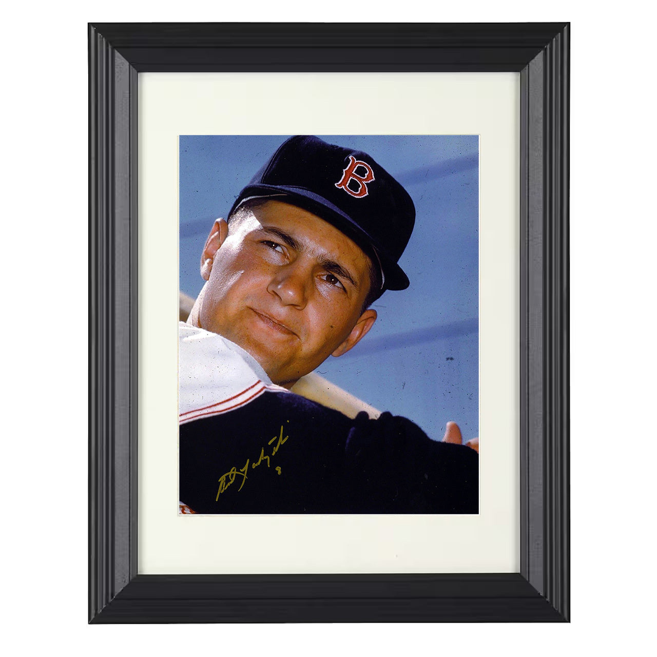 Carl Yastrzemski - Batting Portrait with Red Sox Cap 8x10 black beveled framed baseball wall art