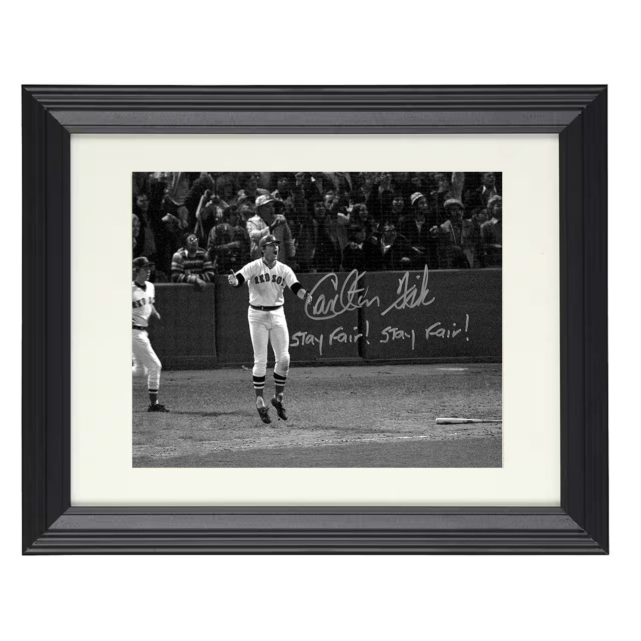 Carlton Fisk - Fenway Stay Fair Moment 8x10 black beveled framed baseball wall art
