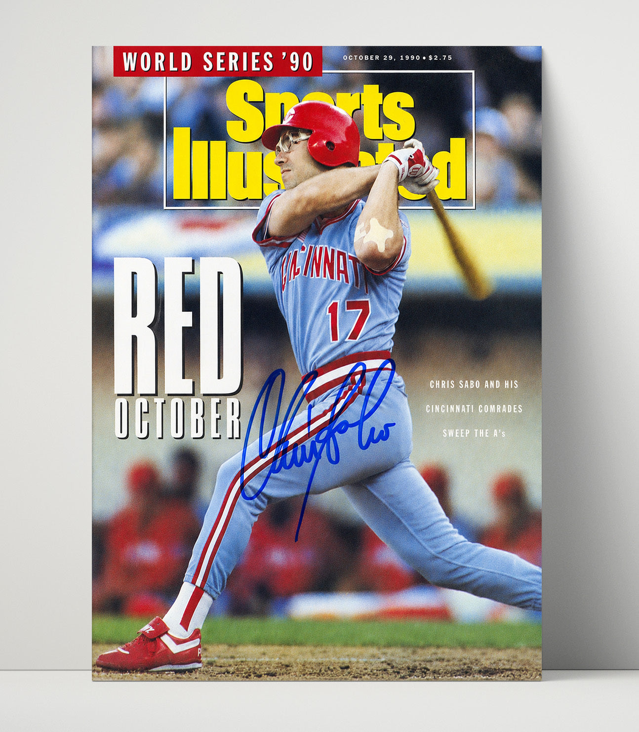 Chris Sabo - Red October Swing SI Cover 1990 Baseball Wall Art 16x20 Unframed Print wall art print – Baseball Wall Art decor