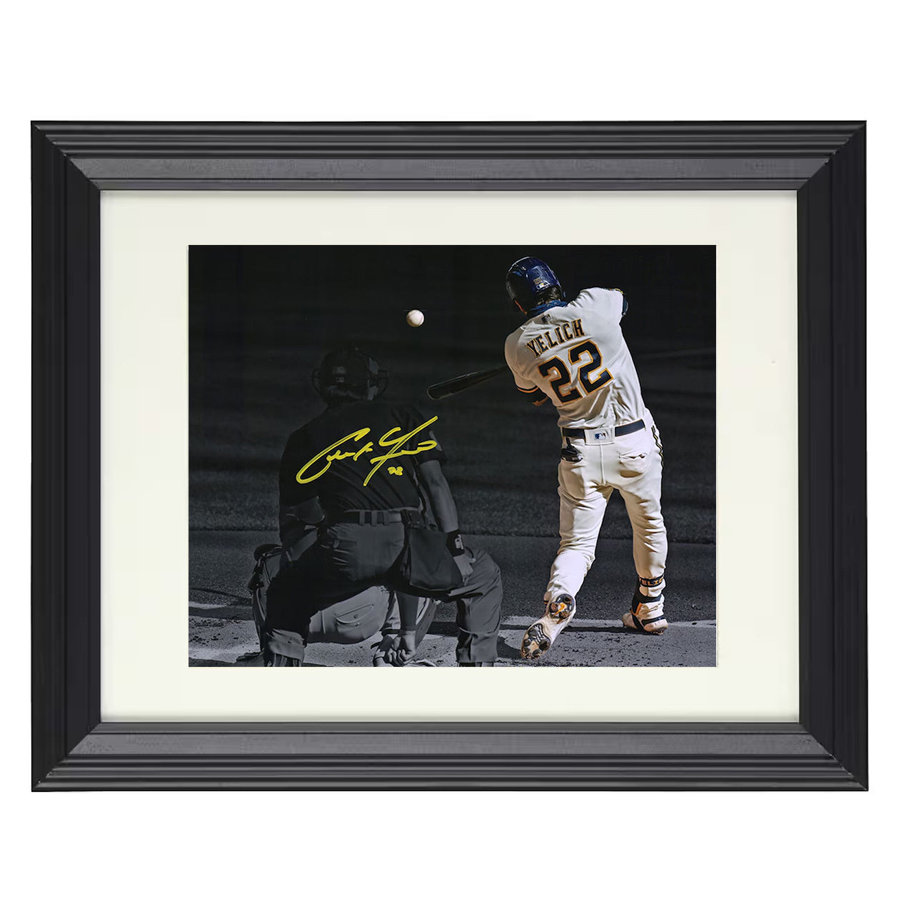 Christian Yelich - Brew Crew Swing 8x10 black beveled framed baseball wall art