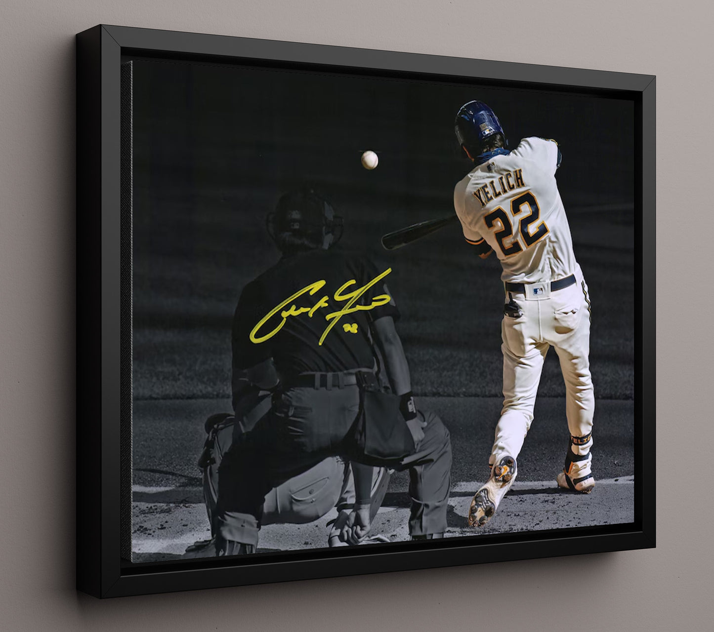 Christian Yelich - Brew Crew Swing 8x10 Framed Canvas baseball wall art