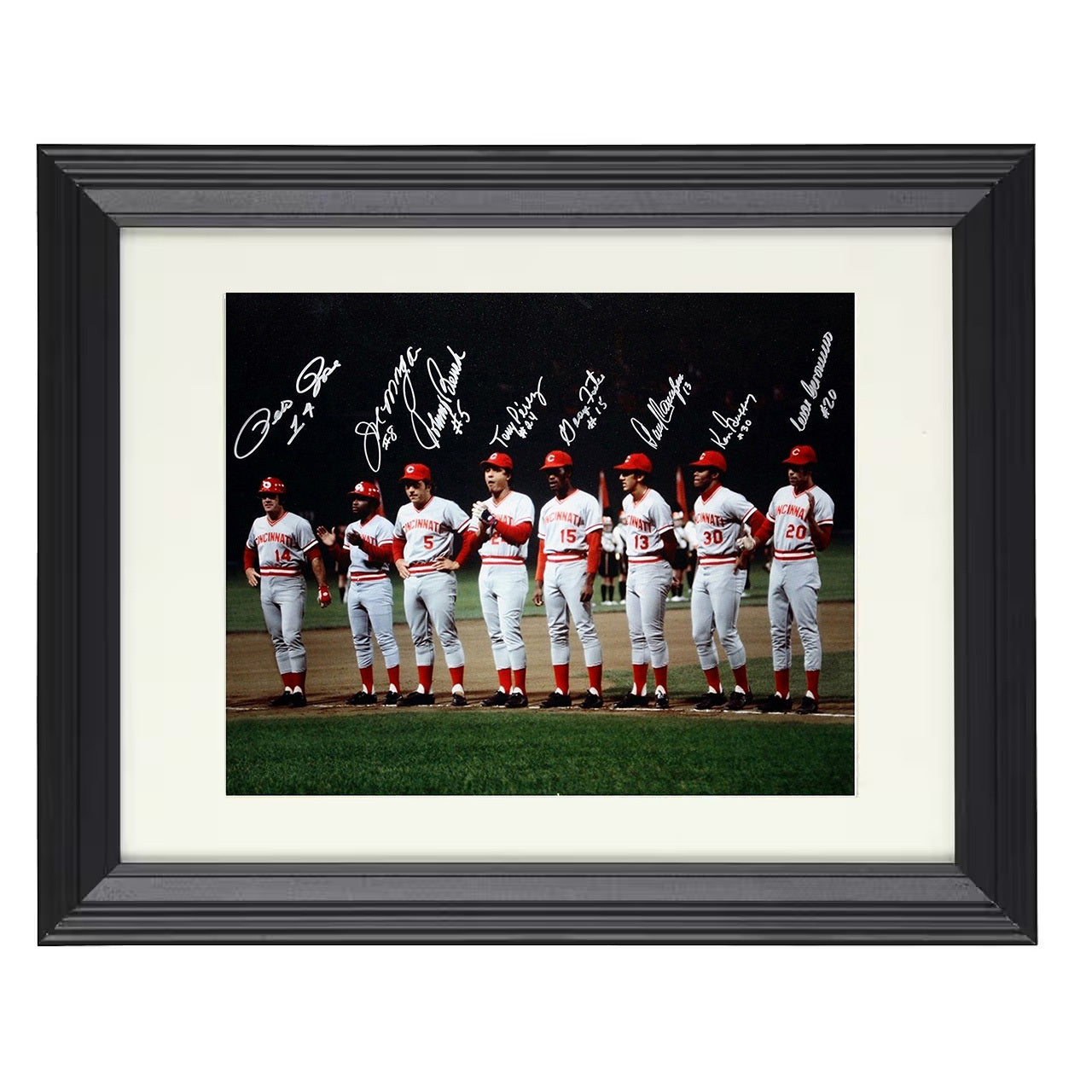 Cincinnati Baseball - Big Red Machine Lineup 8x10 black beveled framed baseball wall art
