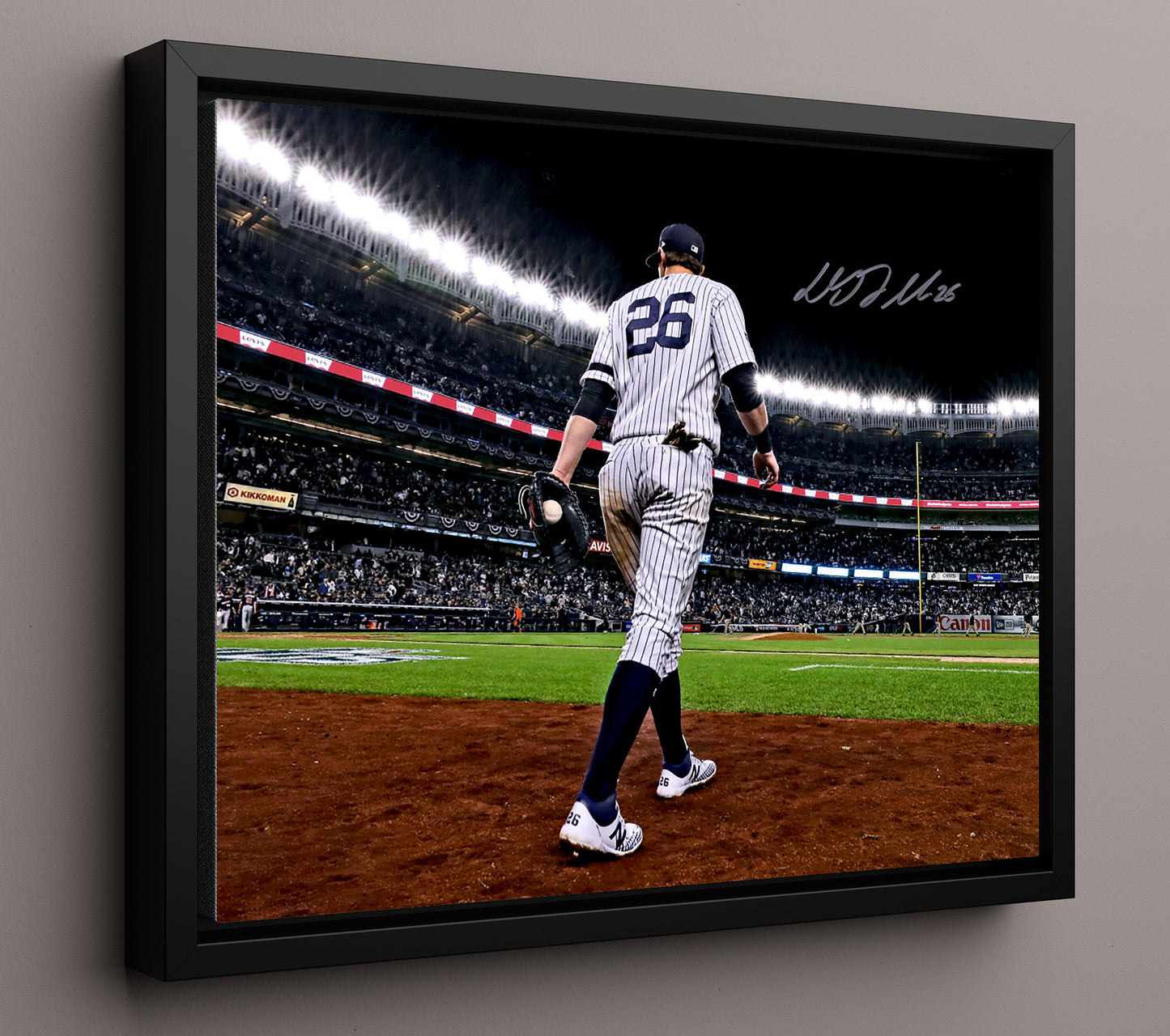 DJ LeMahieu - Signed Game Action 8x10 Framed Canvas baseball wall art