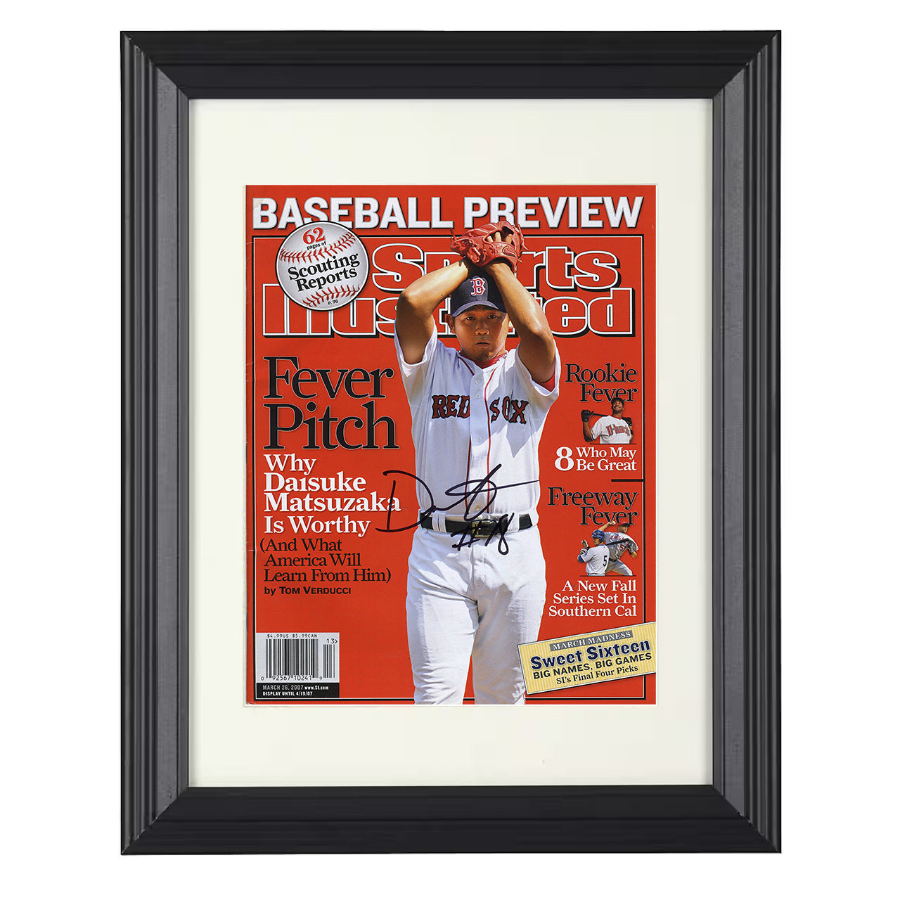Daisuke Matsuzaka - Boston baseball international ace SI cover 8x10 black beveled framed baseball wall art