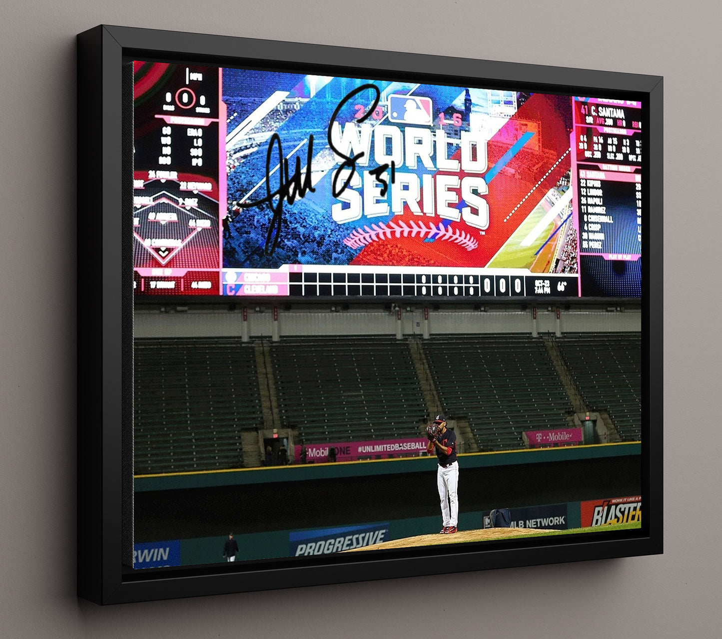 Danny Salazar - Series Scoreboard Backdrop 8x10 Framed Canvas baseball wall art