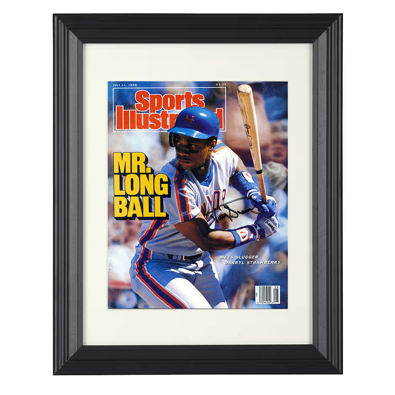 Darryl Strawberry - New York Baseball Slugger 1988 SI Cover 8x10 black beveled framed baseball wall art